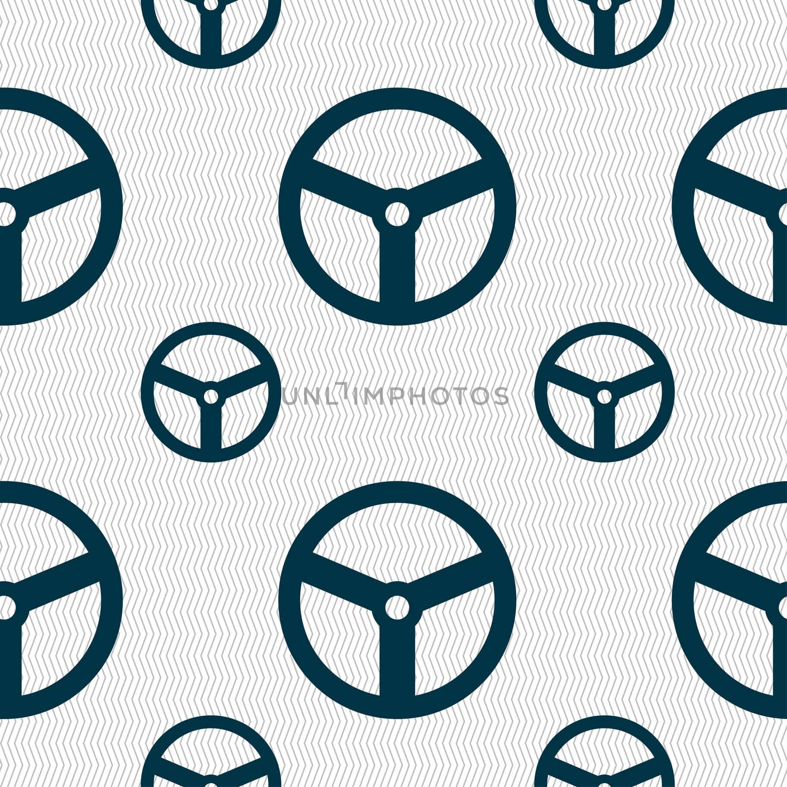 Steering wheel icon sign. Seamless pattern with geometric texture.  by serhii_lohvyniuk