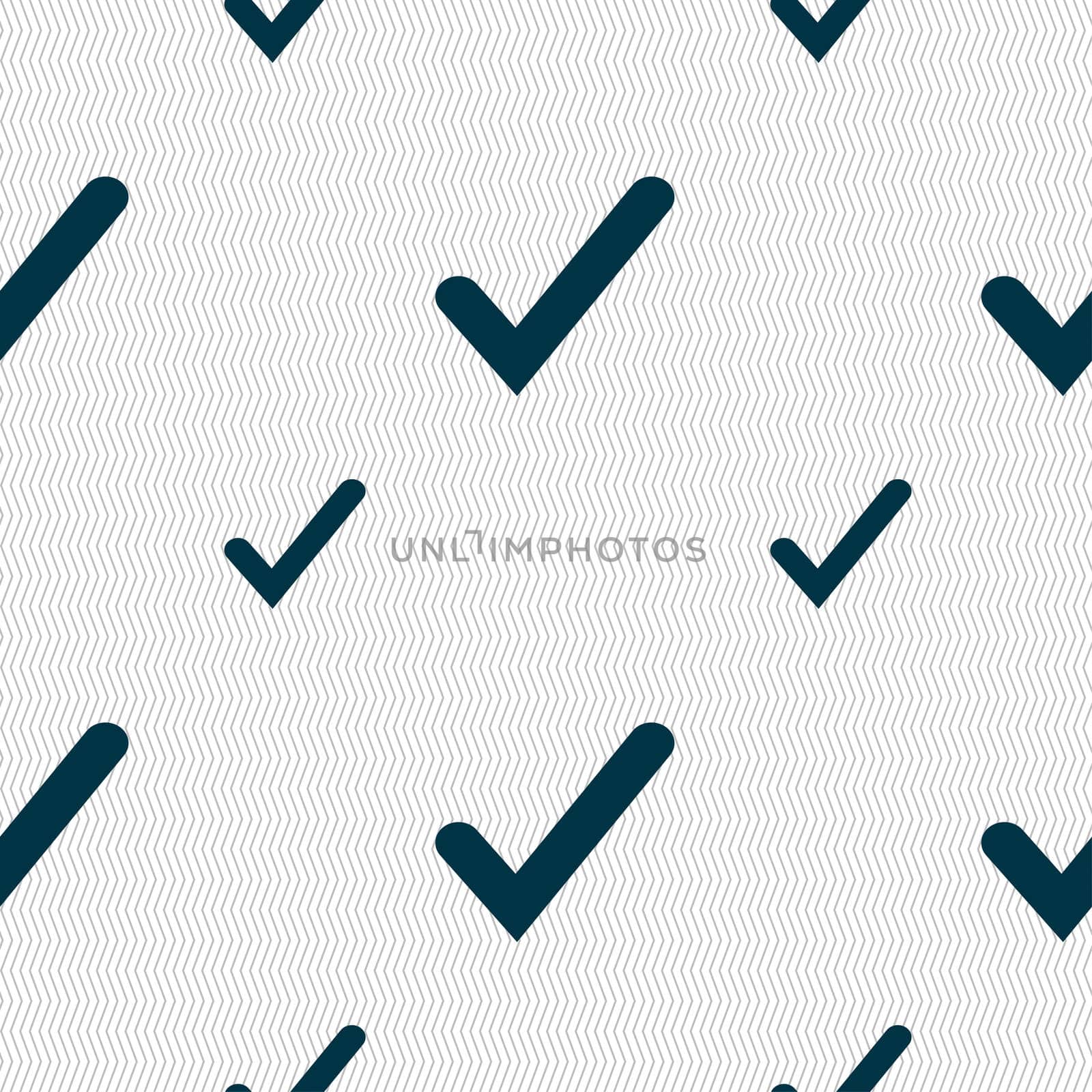 Check mark, tik icon sign. Seamless pattern with geometric texture.  by serhii_lohvyniuk