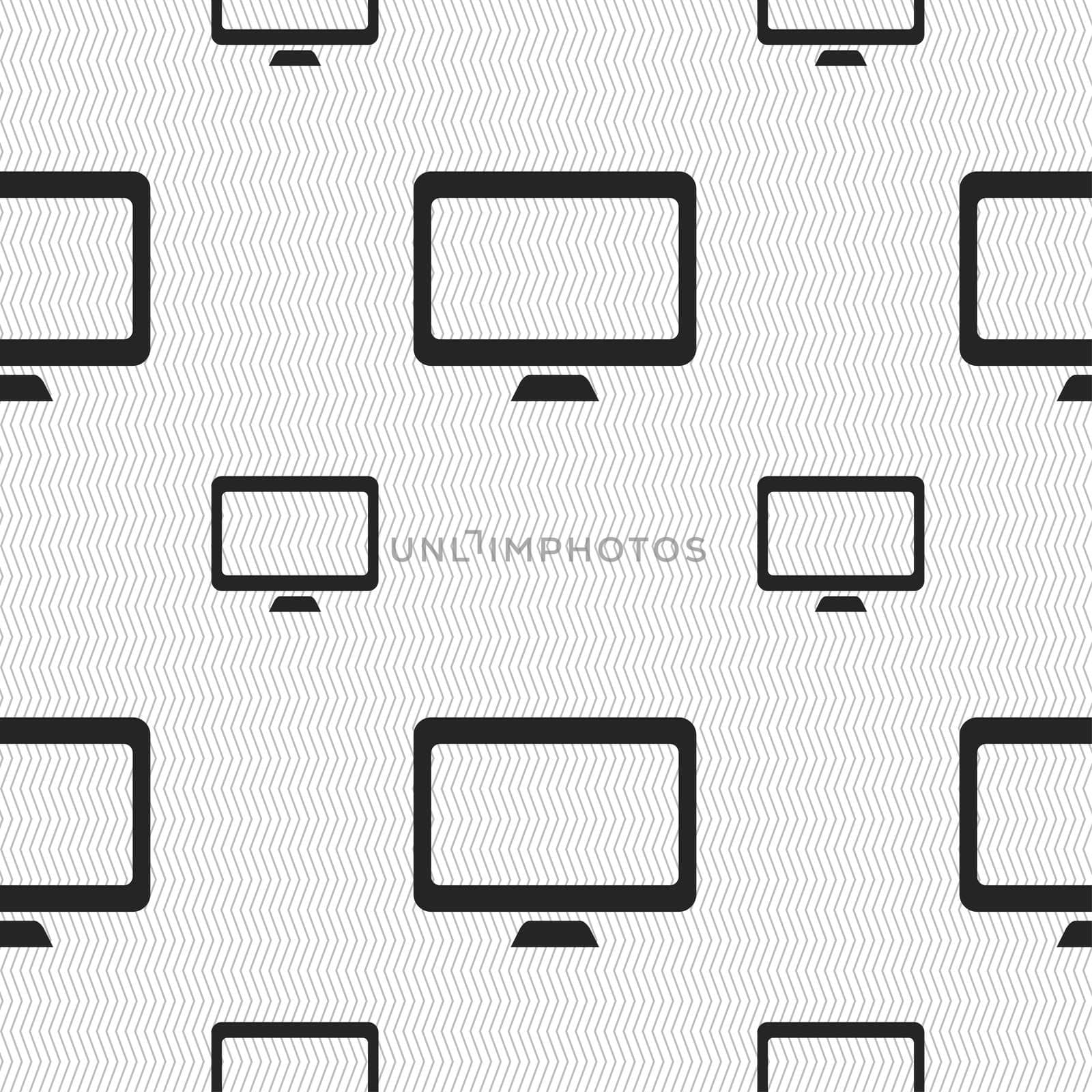 Computer widescreen monitor icon sign. Seamless pattern with geometric texture. illustration