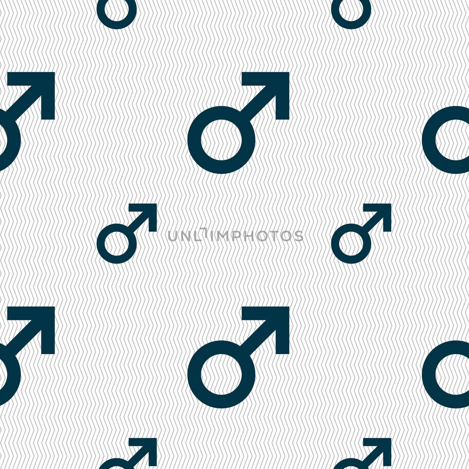 Male sex icon sign. Seamless pattern with geometric texture.  by serhii_lohvyniuk