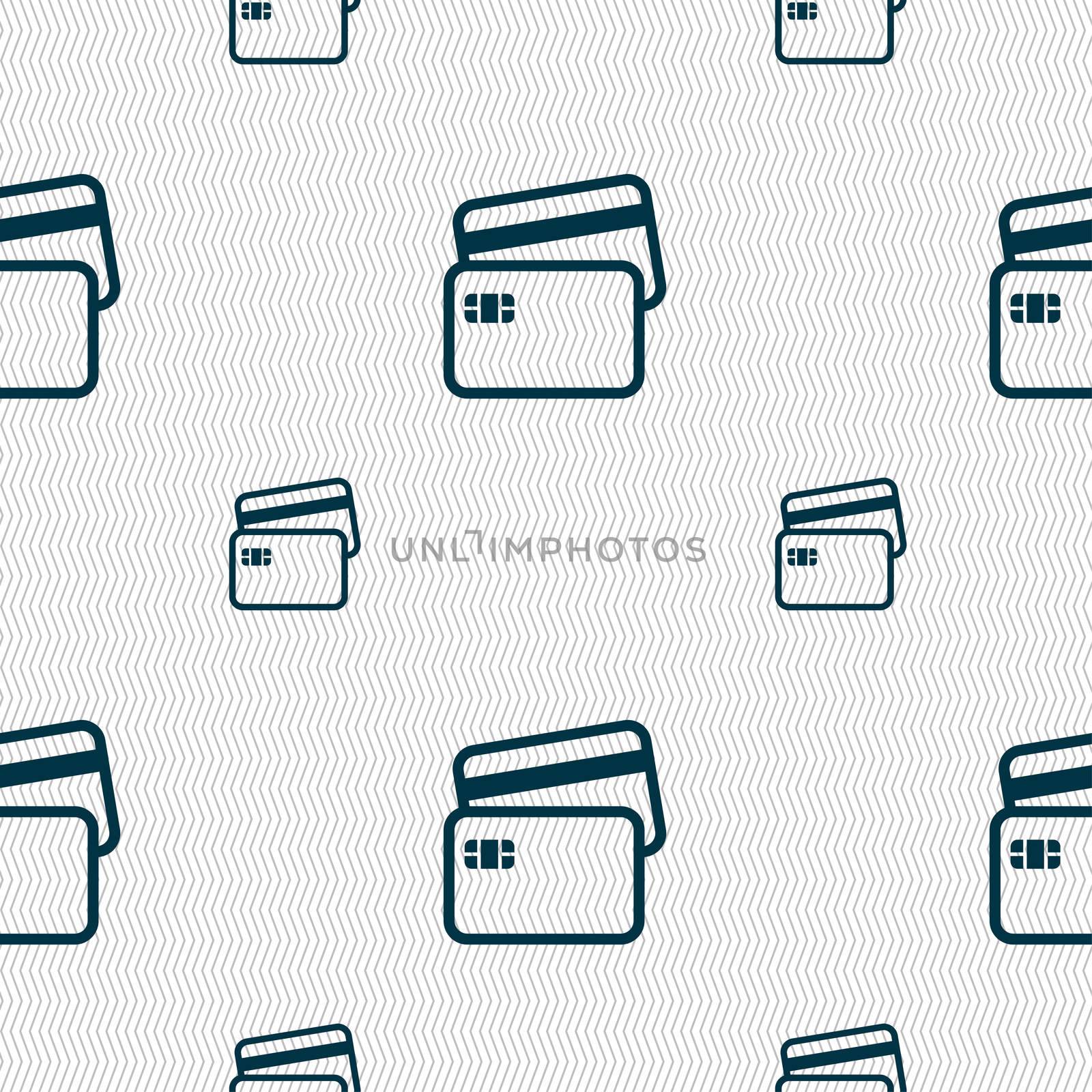 Credit card icon sign. Seamless pattern with geometric texture. illustration
