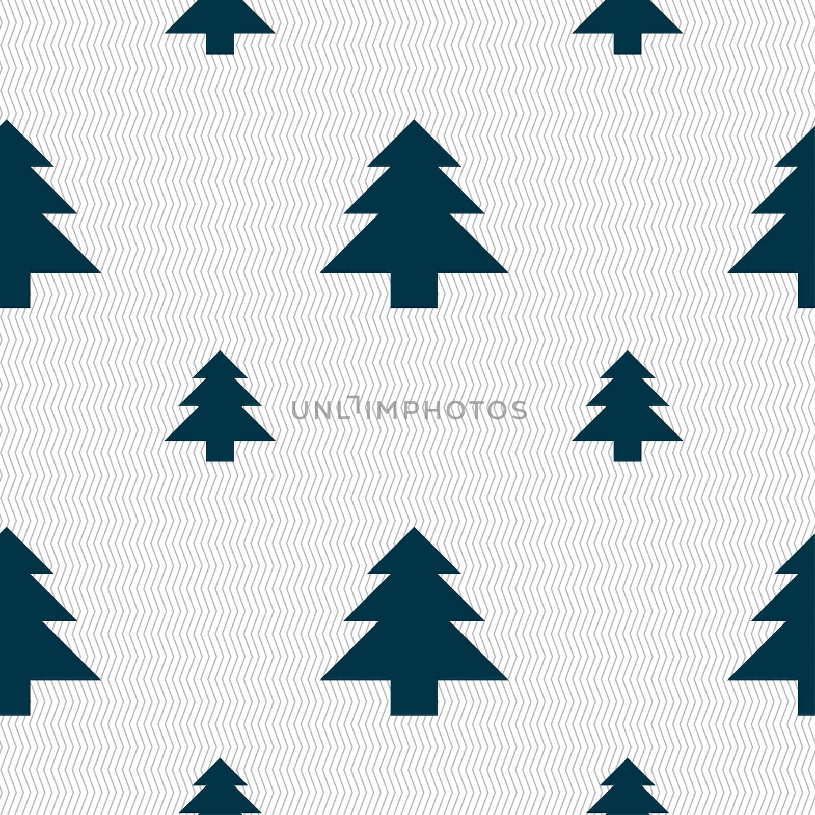 Christmas tree icon sign. Seamless pattern with geometric texture. illustration