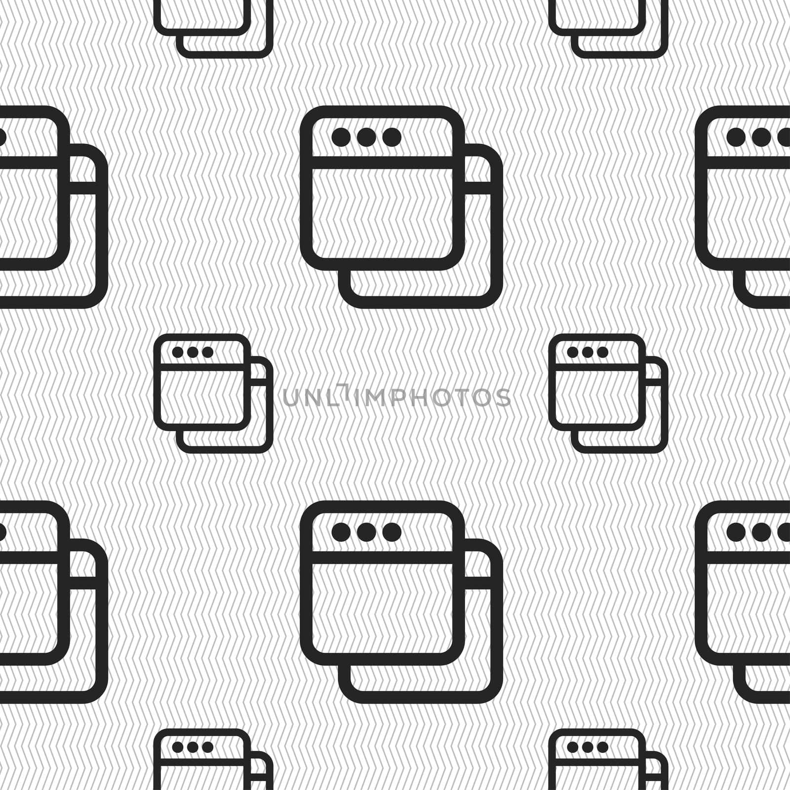 Simple Browser window icon sign. Seamless pattern with geometric texture. illustration