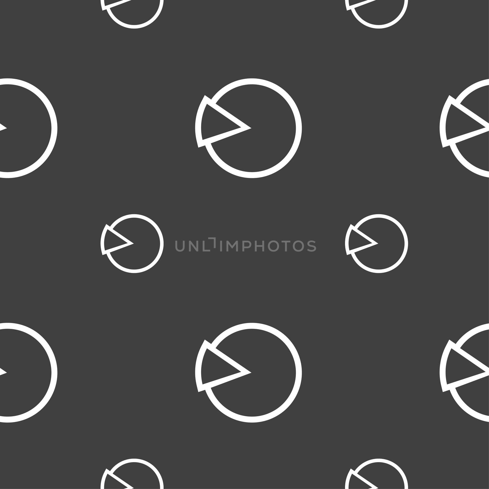 Pie chart graph icon sign. Seamless pattern on a gray background. illustration