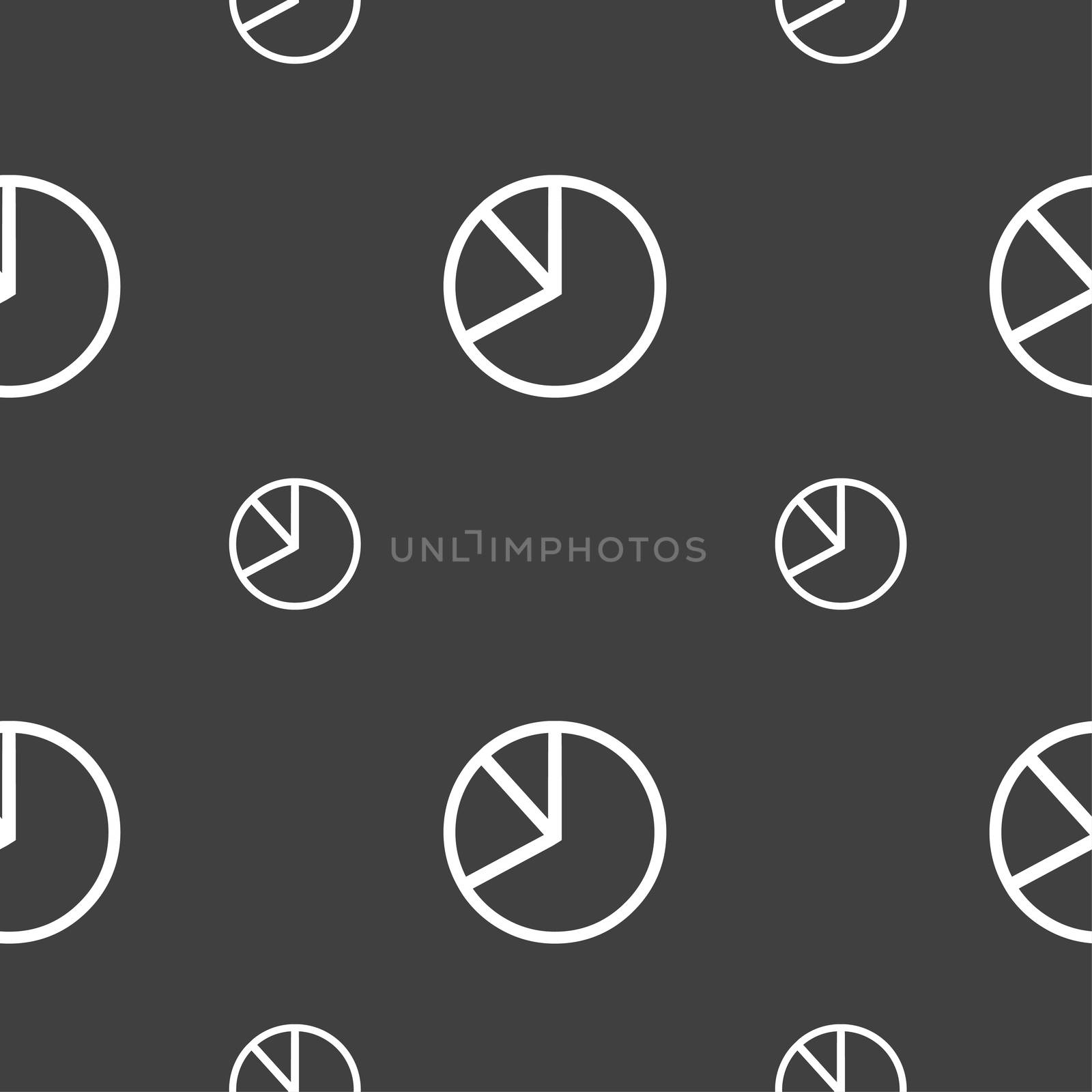 Pie chart graph icon sign. Seamless pattern on a gray background. illustration
