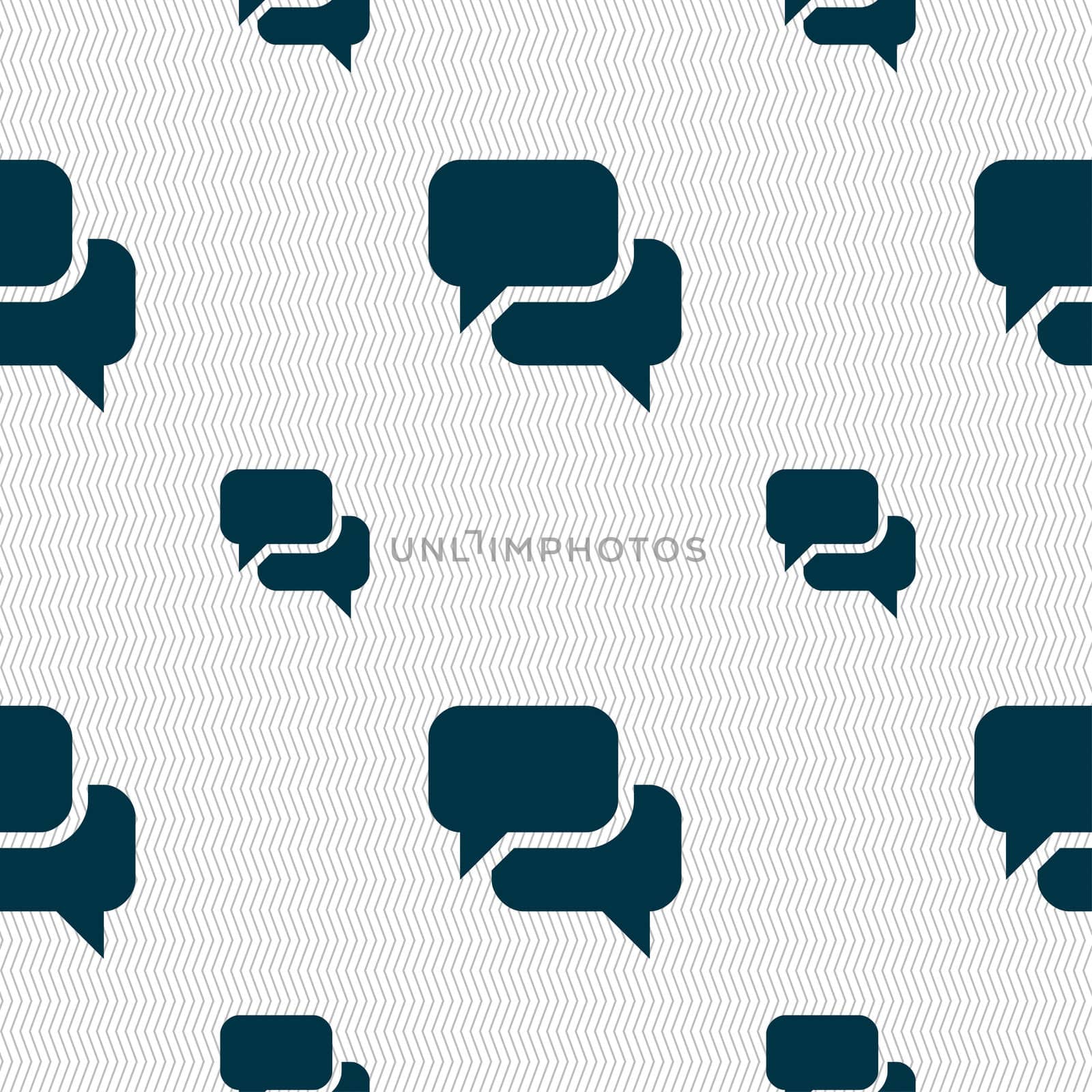 Speech bubble, Think cloud icon sign. Seamless pattern with geometric texture. illustration