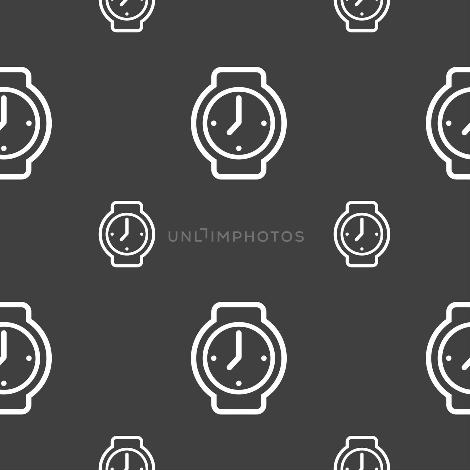 watches icon sign. Seamless pattern on a gray background.  by serhii_lohvyniuk