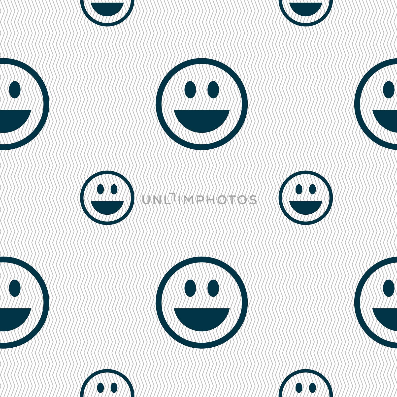 funny Face icon sign. Seamless pattern with geometric texture. illustration