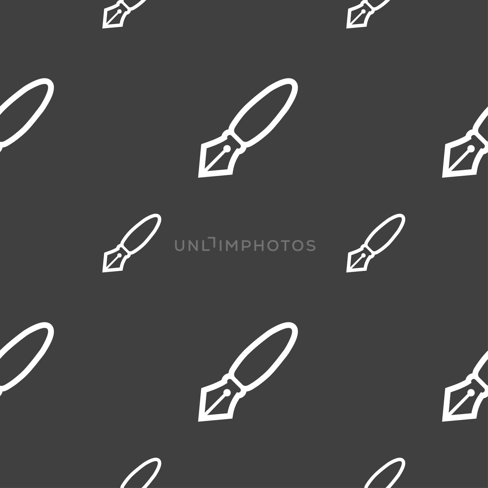 Pen icon sign. Seamless pattern on a gray background. illustration