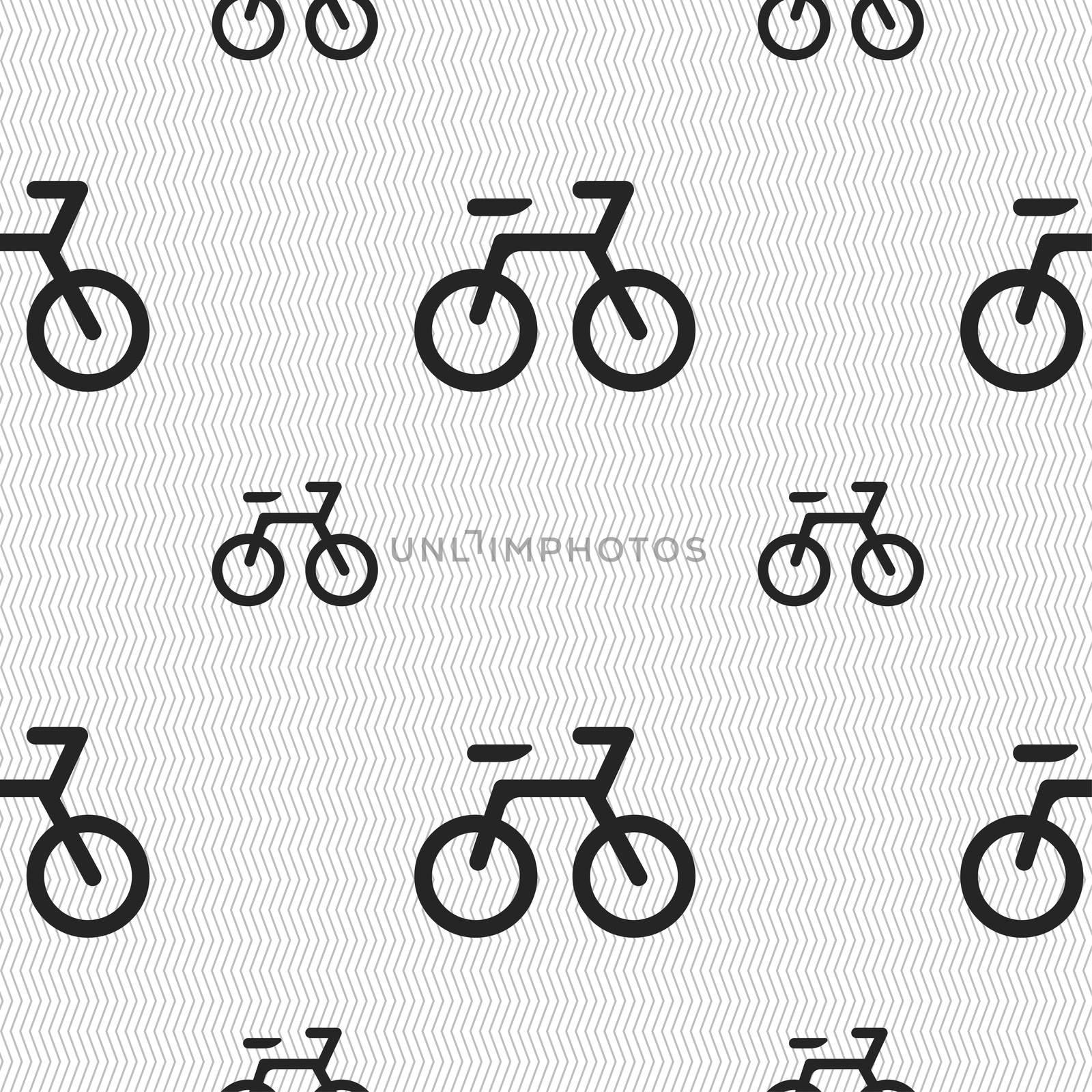 Bicycle icon sign. Seamless pattern with geometric texture. illustration