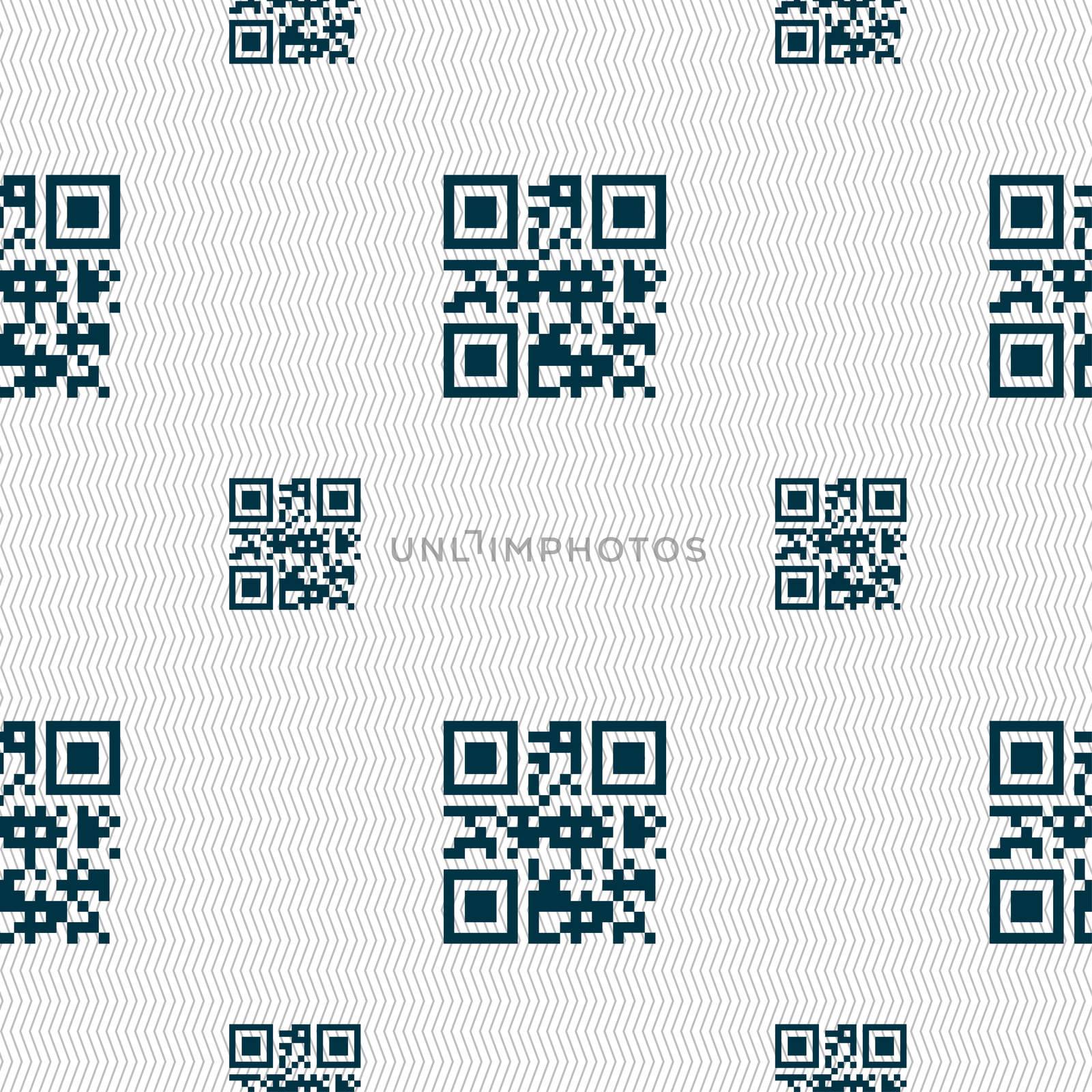 Qr code icon sign. Seamless pattern with geometric texture.  by serhii_lohvyniuk