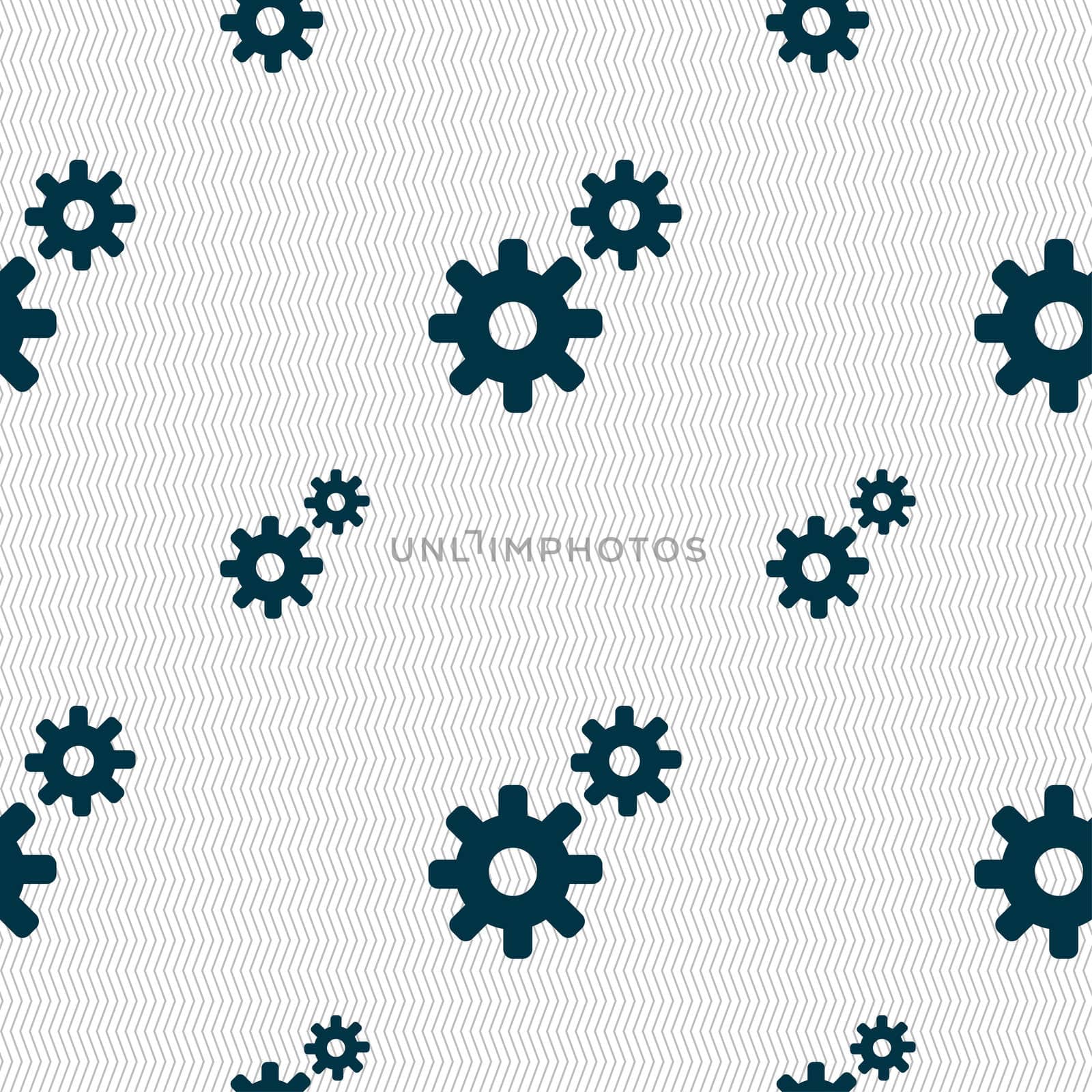 Cog settings, Cogwheel gear mechanism icon sign. Seamless pattern with geometric texture. illustration