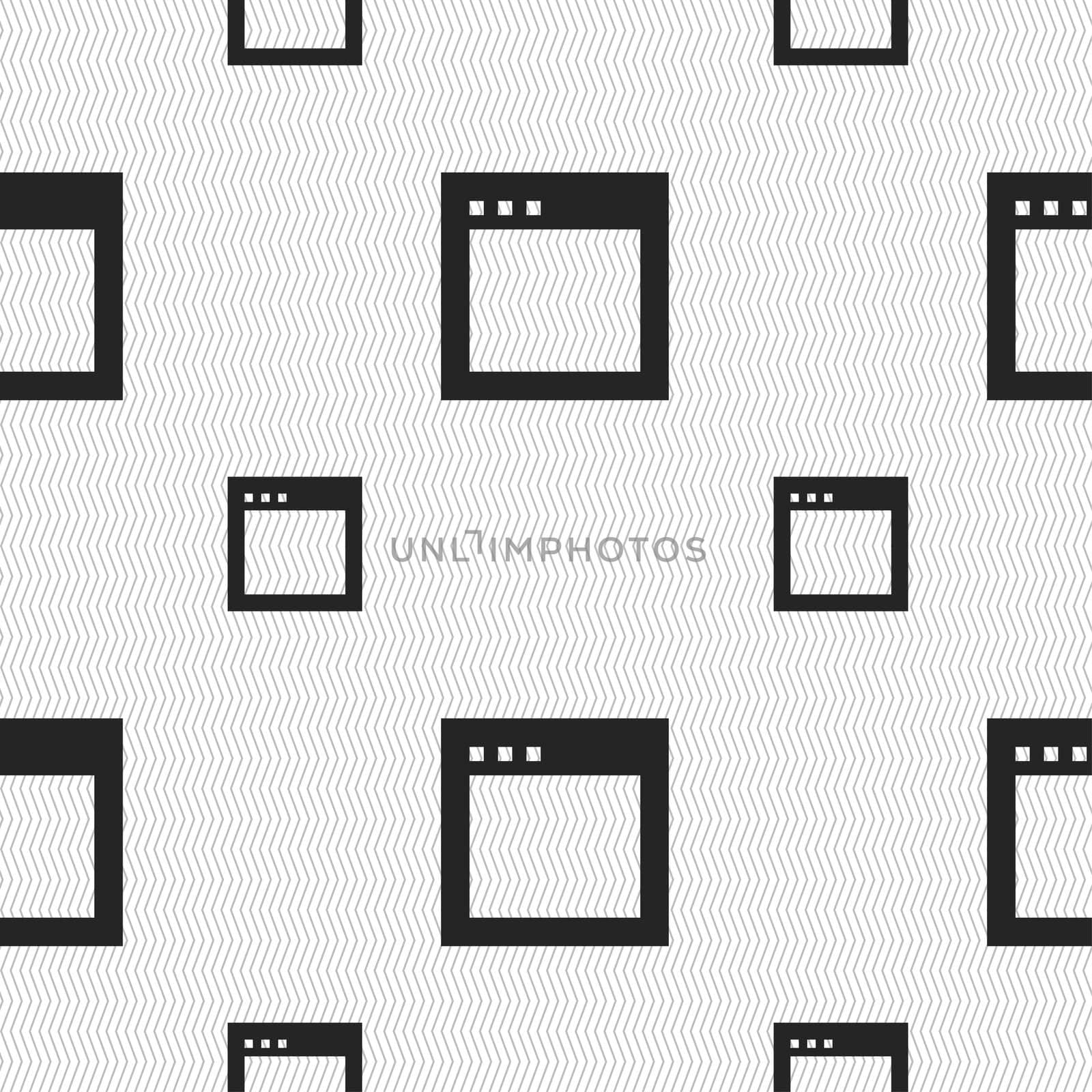 Simple Browser window icon sign. Seamless pattern with geometric texture. illustration