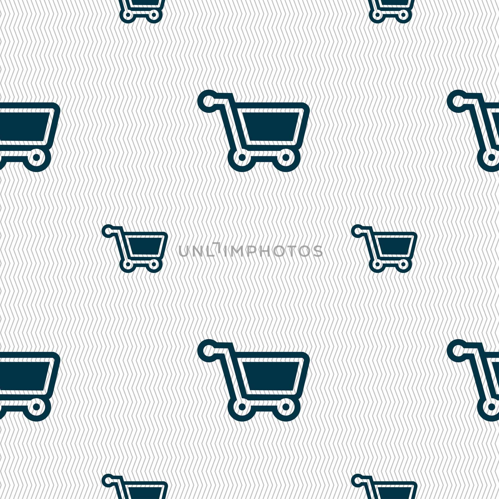 shopping cart icon sign. Seamless pattern with geometric texture. illustration