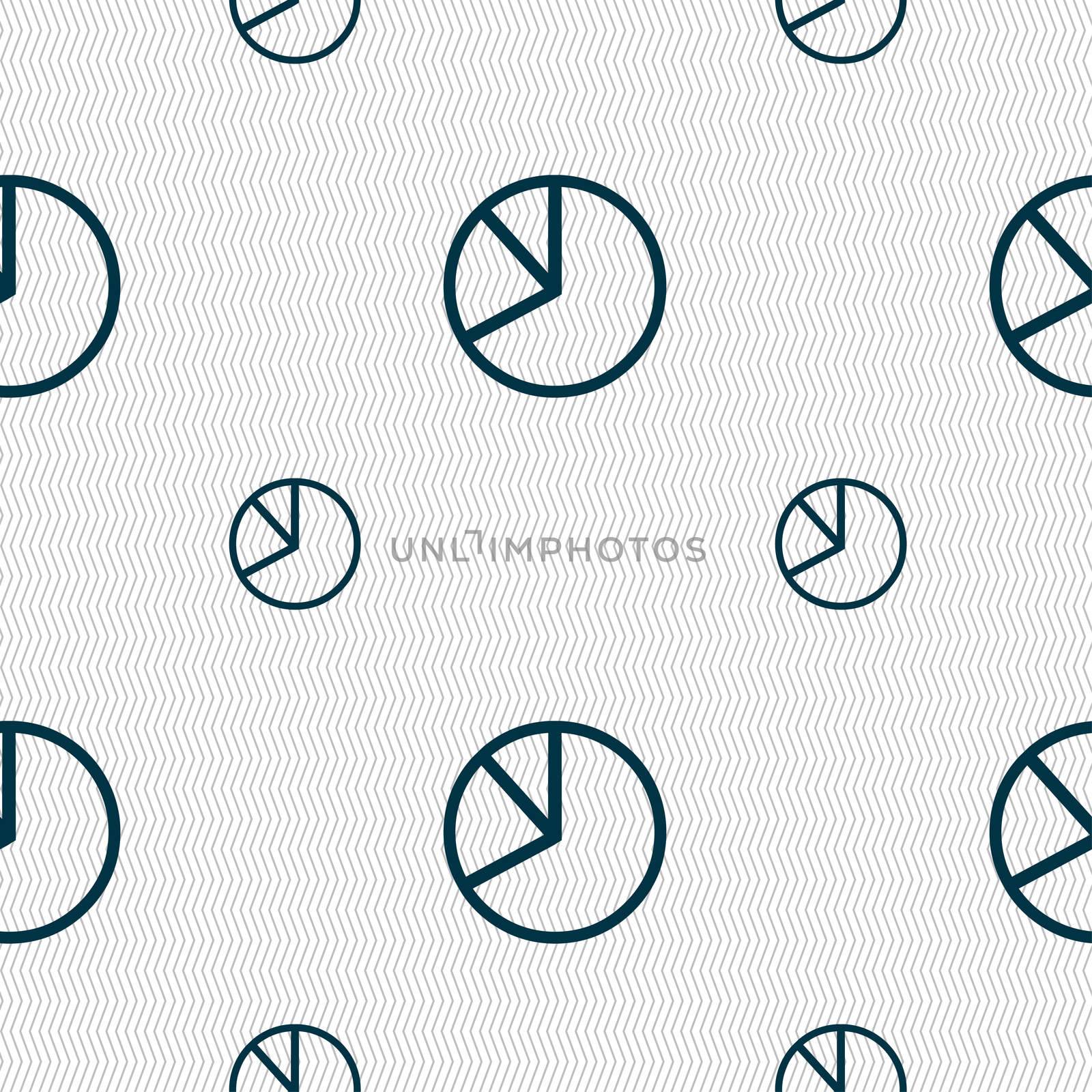 Pie chart graph icon sign. Seamless pattern with geometric texture. illustration