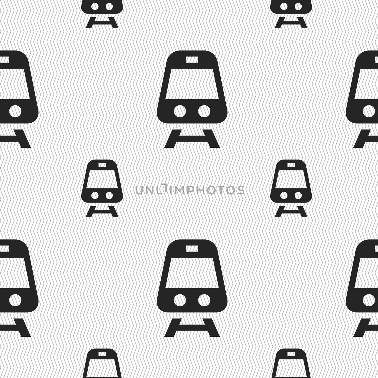 Train icon sign. Seamless pattern with geometric texture.  by serhii_lohvyniuk