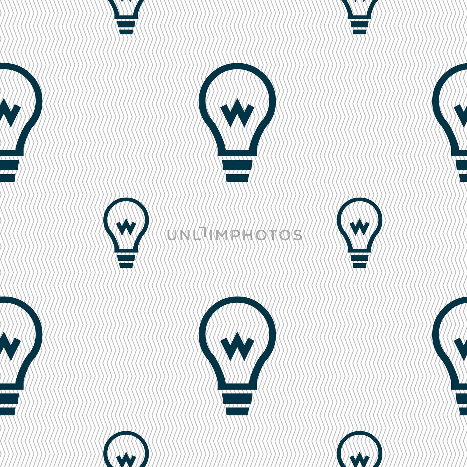 Light bulb icon sign. Seamless pattern with geometric texture. illustration