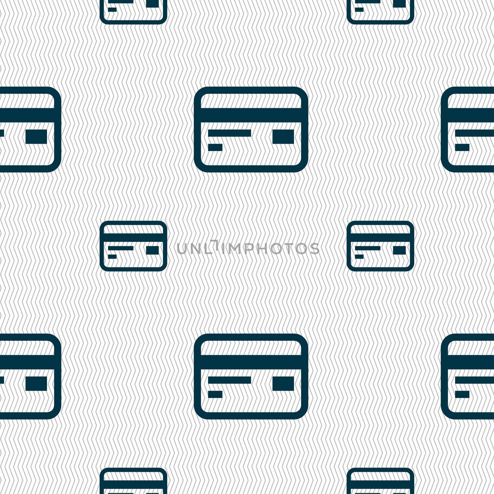 Credit, debit card icon sign. Seamless pattern with geometric texture. illustration