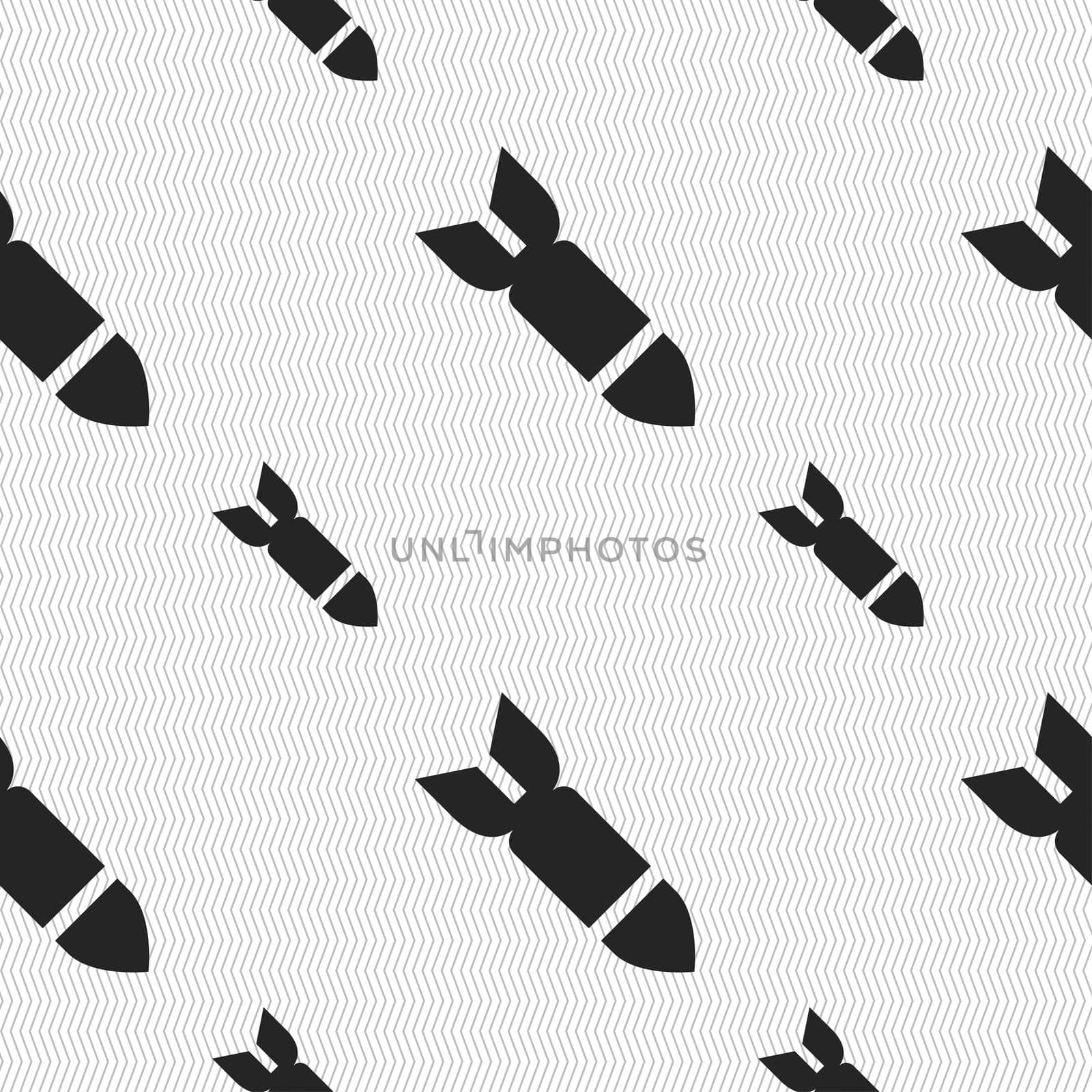 Missile,Rocket weapon icon sign. Seamless pattern with geometric texture. illustration