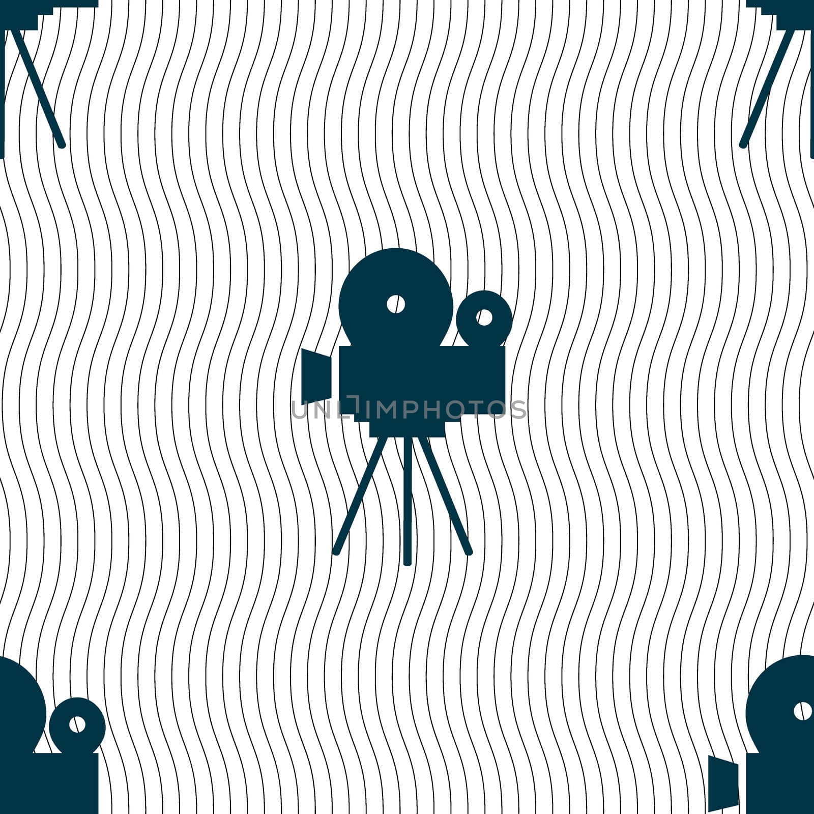 Video camera sign icon.content button. Seamless pattern with geometric texture.  by serhii_lohvyniuk