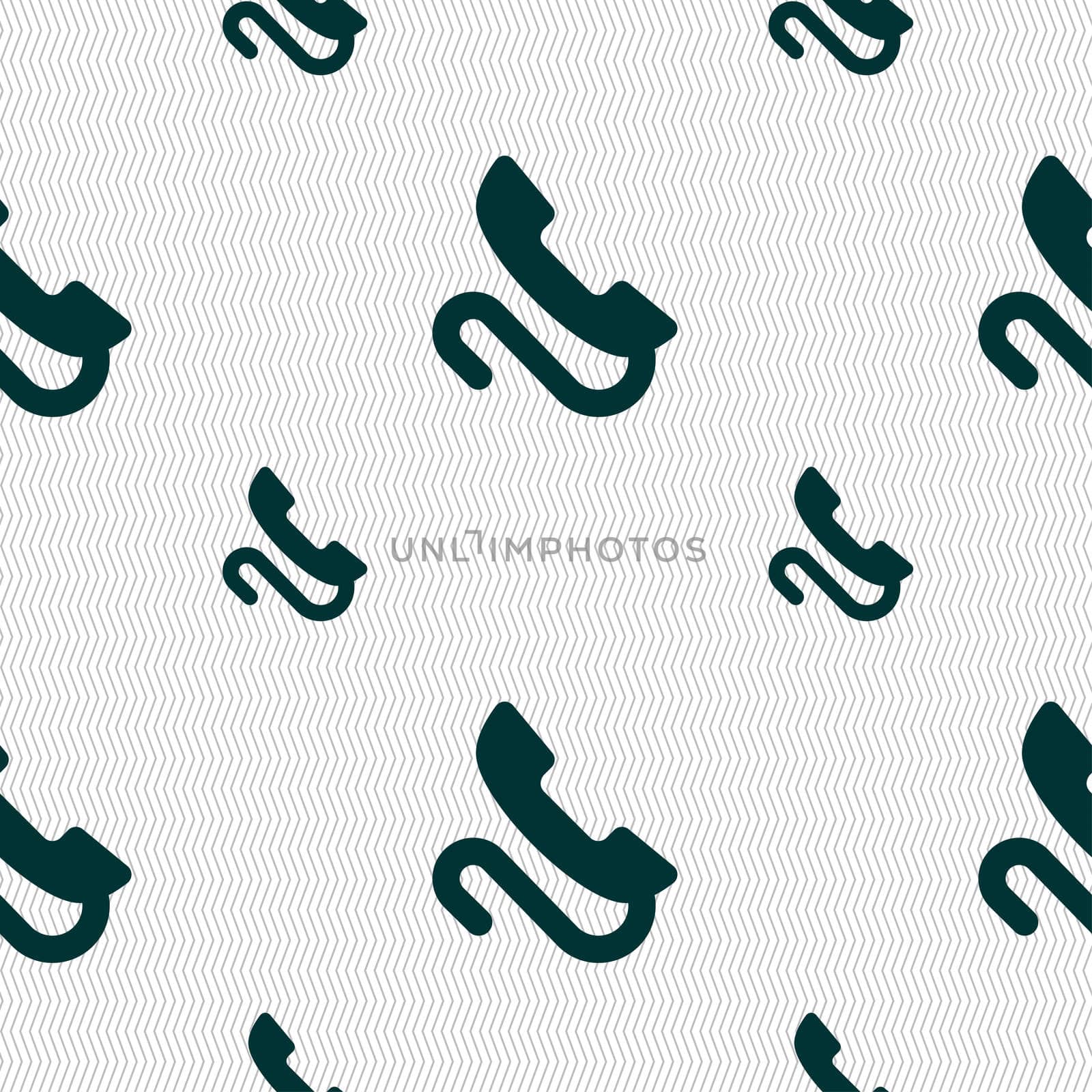 retro telephone handset icon sign. Seamless pattern with geometric texture.  by serhii_lohvyniuk