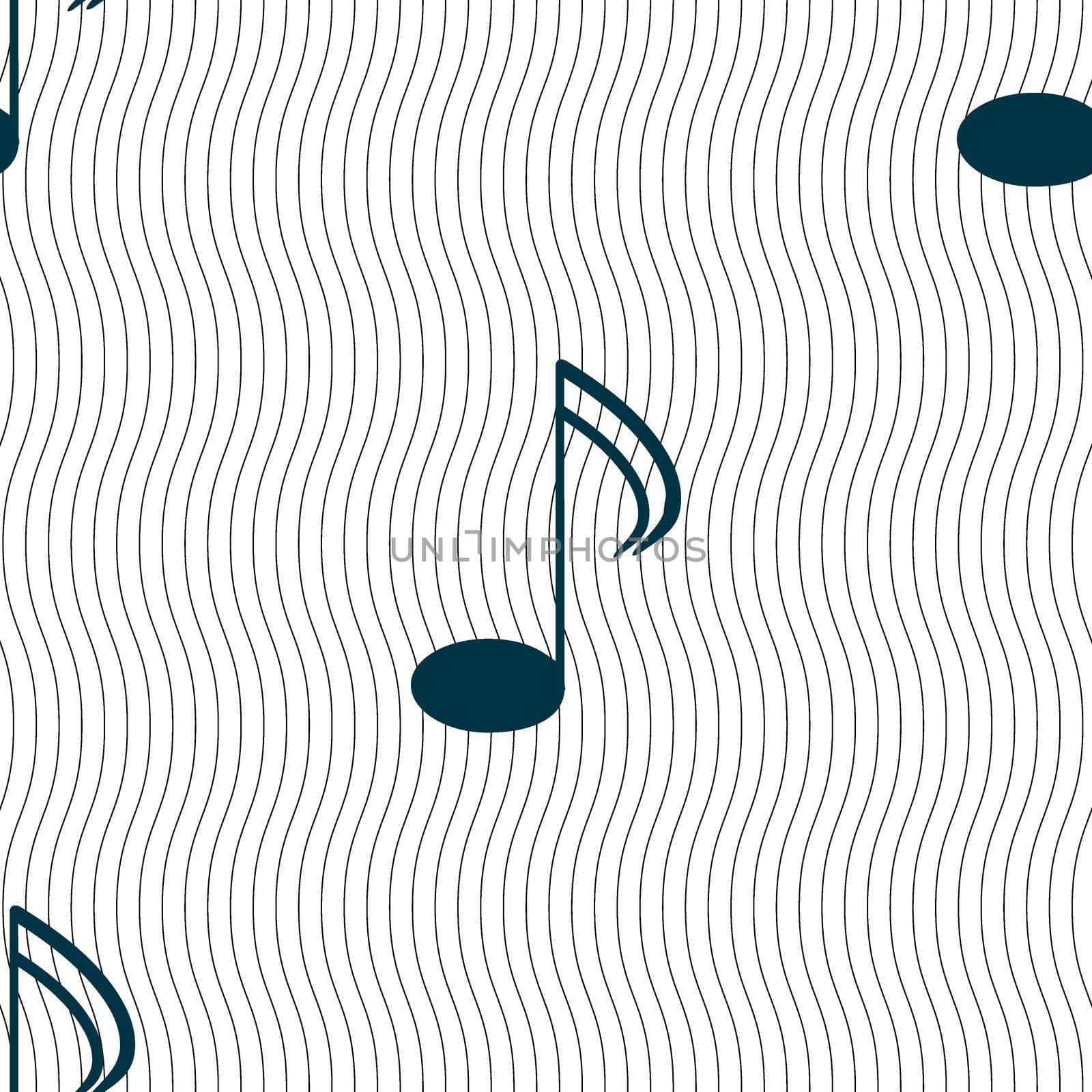 Music note sign icon. Musical symbol. Seamless pattern with geometric texture.  by serhii_lohvyniuk