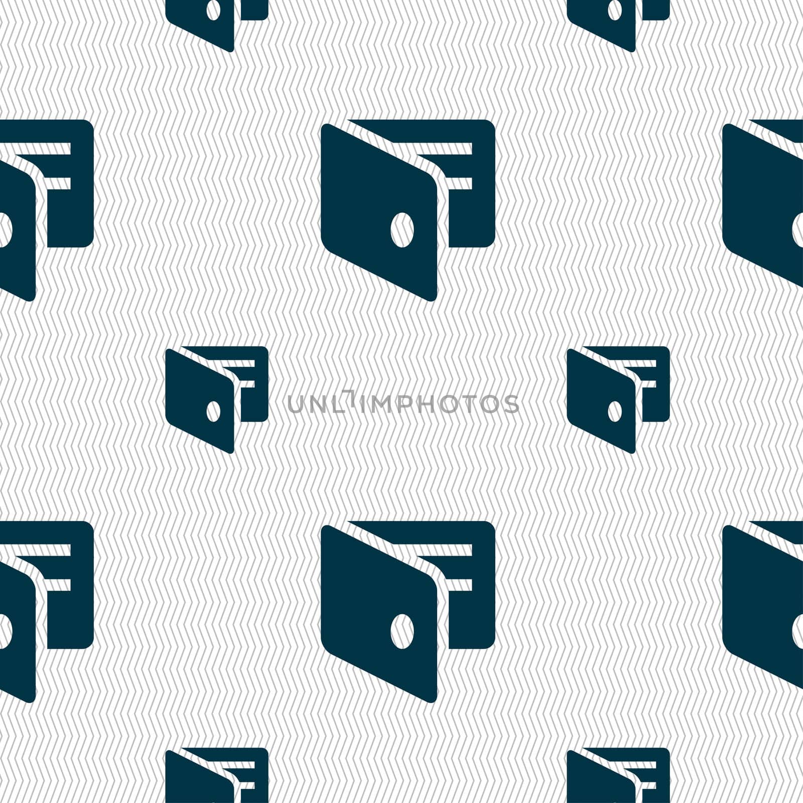 eWallet, Electronic wallet, Business Card Holder icon sign. Seamless pattern with geometric texture. illustration