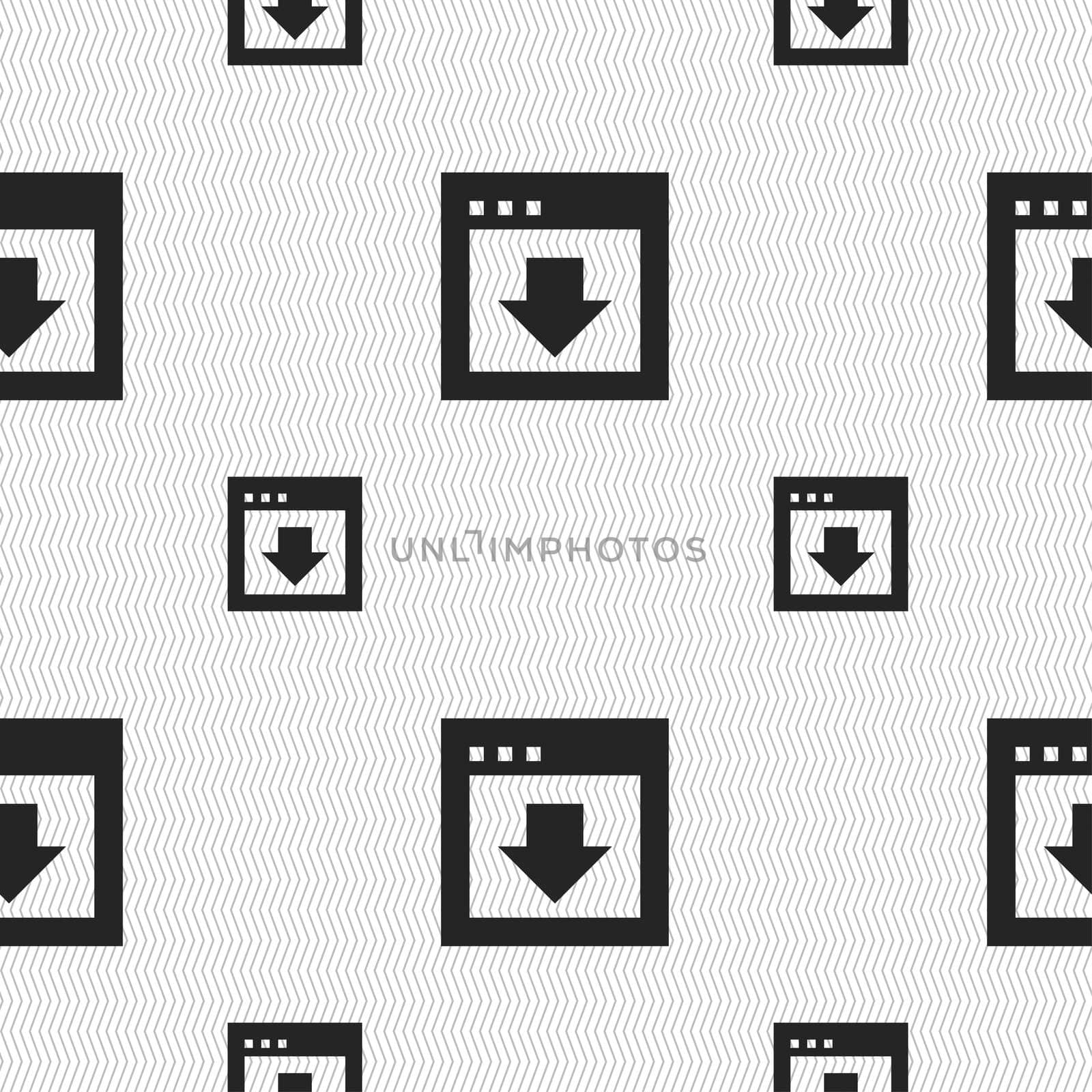 Arrow down, Download, Load, Backup icon sign. Seamless pattern with geometric texture.  by serhii_lohvyniuk