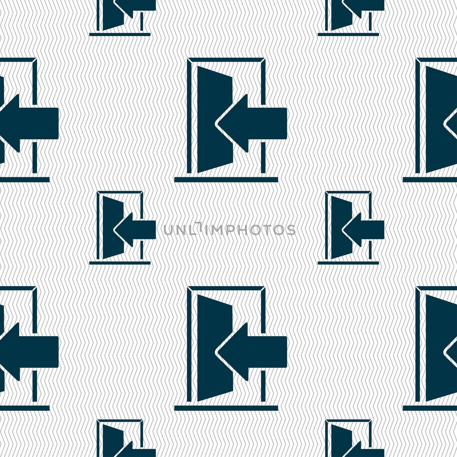 Door, Enter or exit icon sign. Seamless pattern with geometric texture.  by serhii_lohvyniuk