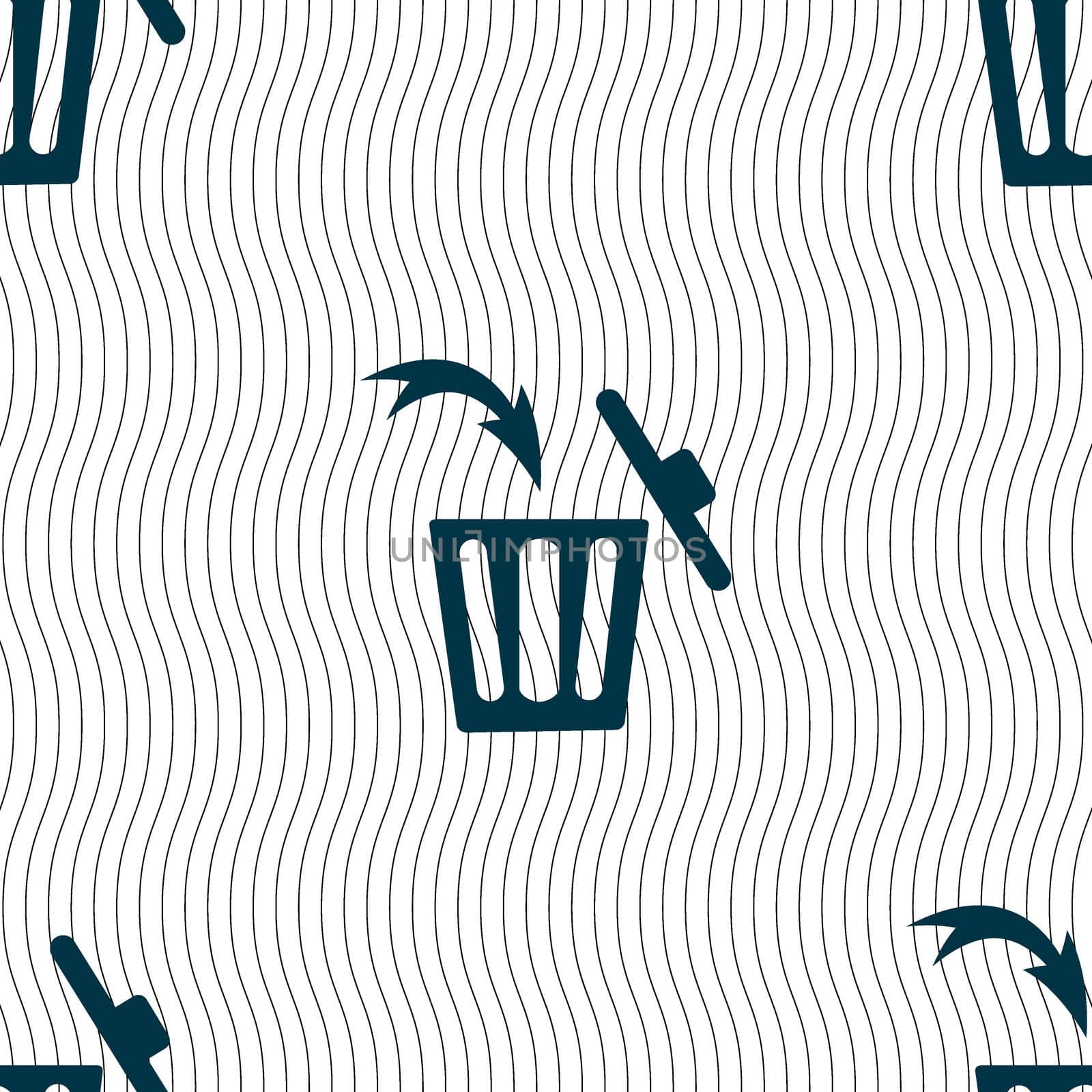 Recycle bin sign icon. Seamless pattern with geometric texture. illustration