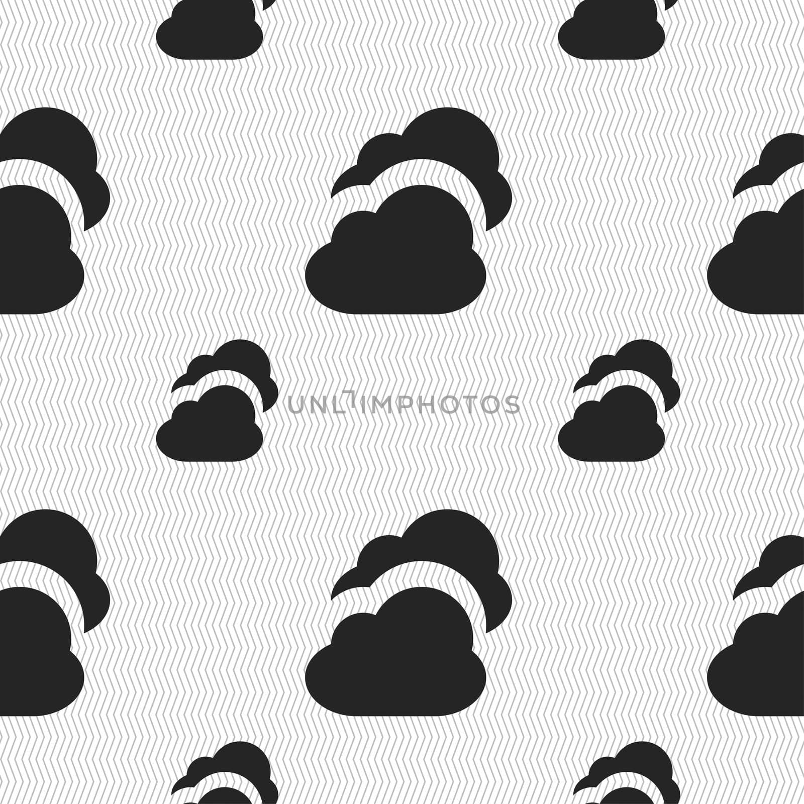 Cloud icon sign. Seamless pattern with geometric texture. illustration