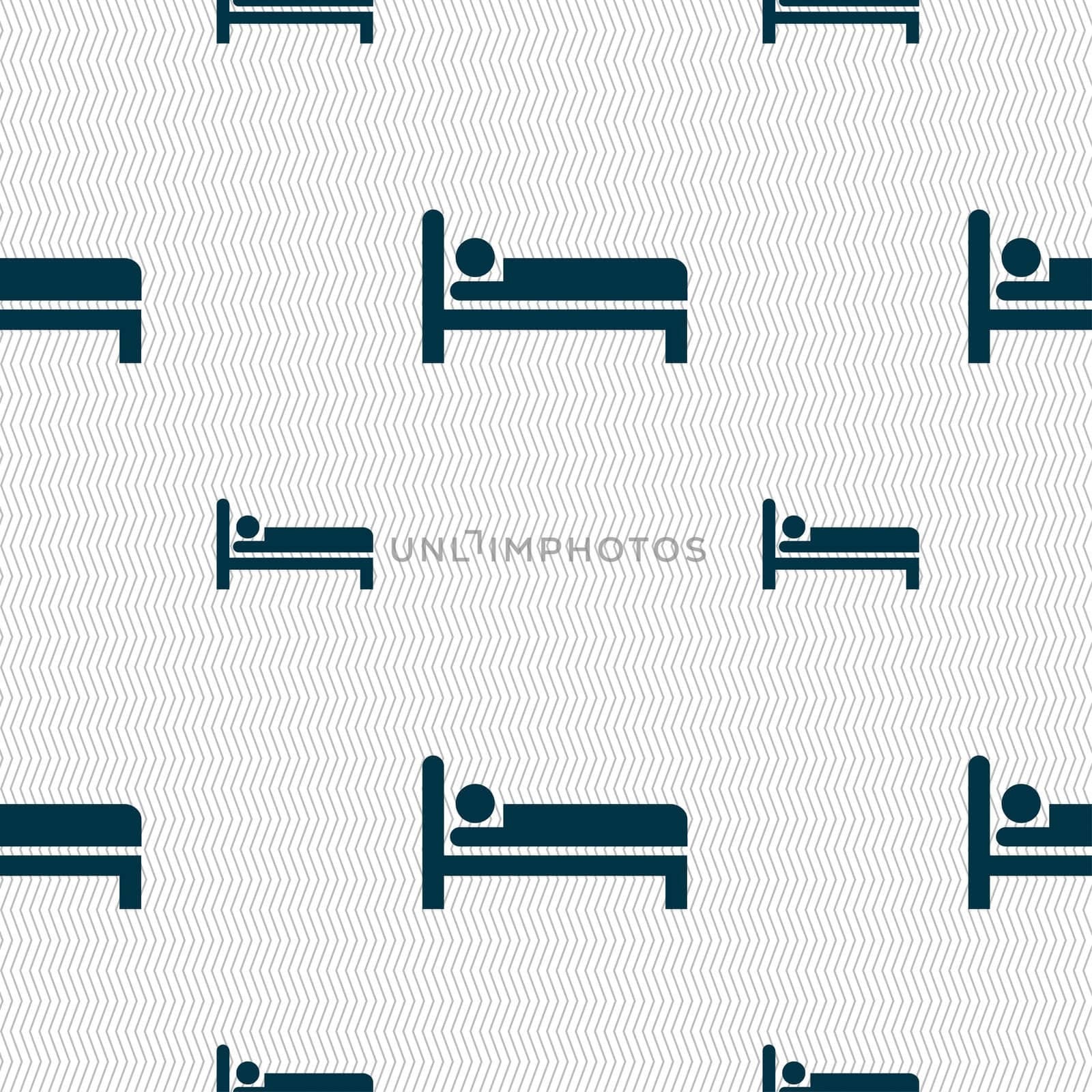 Hotel icon sign. Seamless pattern with geometric texture. illustration