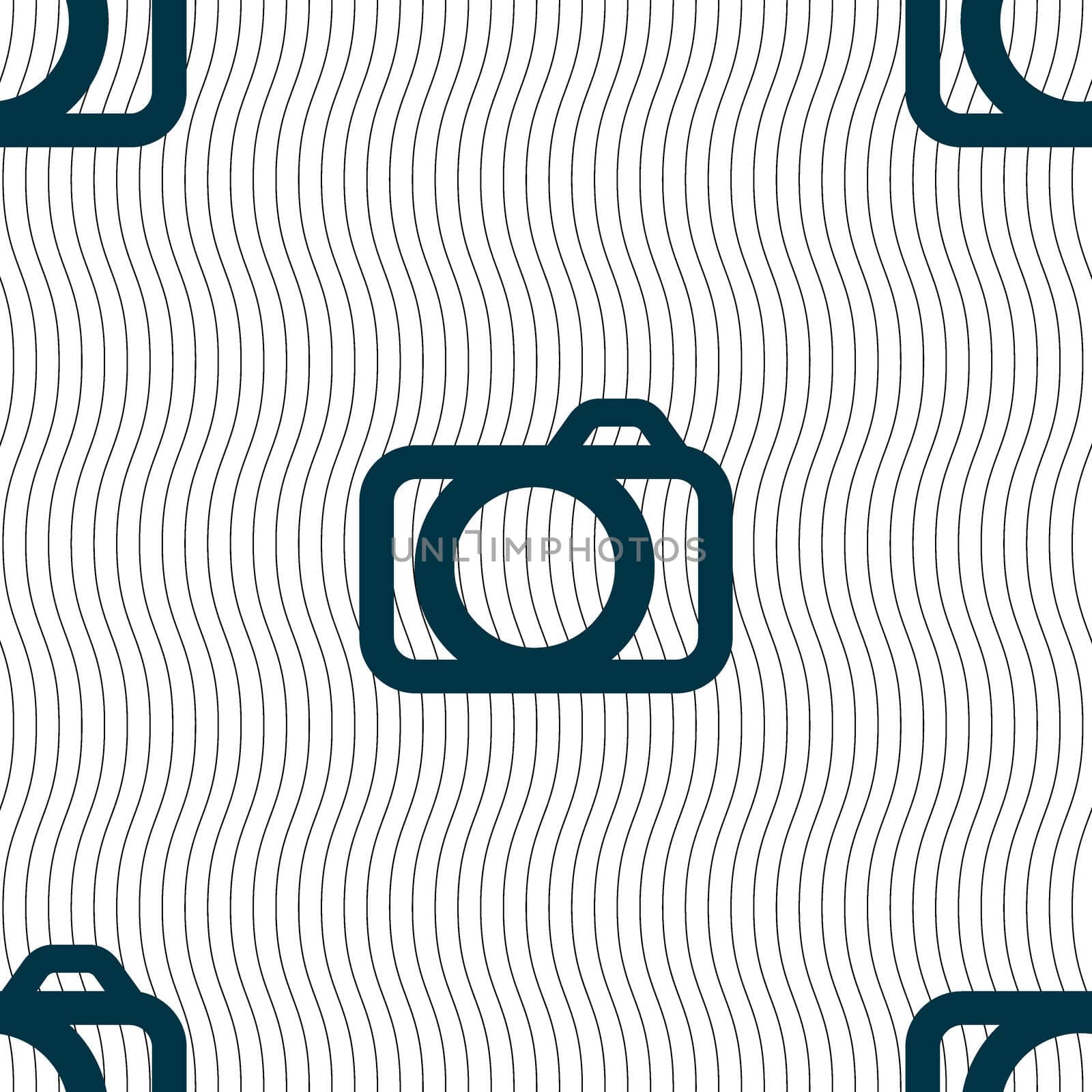 Photo camera sign icon. Digital photo camera symbol. Seamless pattern with geometric texture. illustration