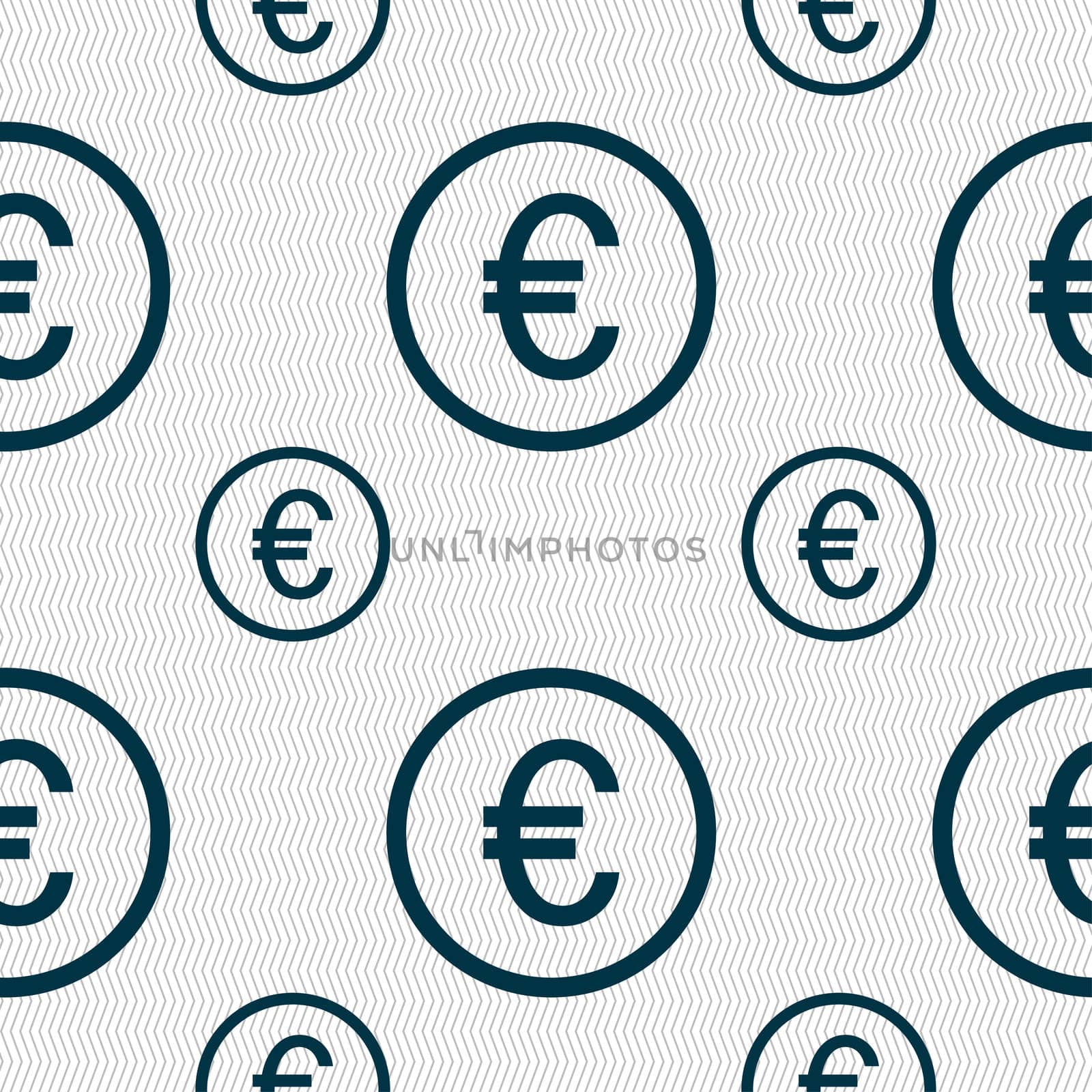 Euro icon sign. Seamless pattern with geometric texture. illustration