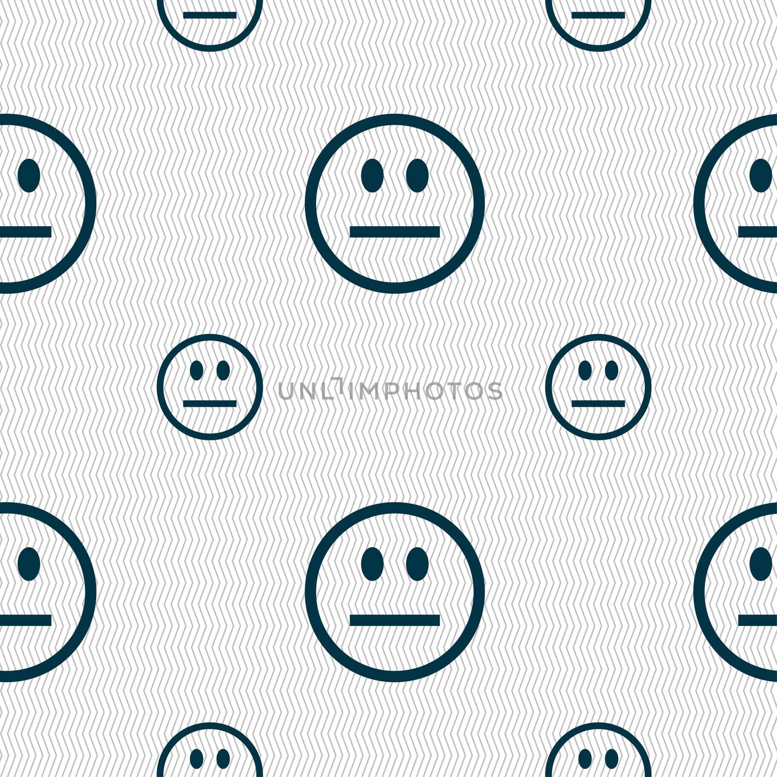 Sad face, Sadness depression icon sign. Seamless pattern with geometric texture. illustration
