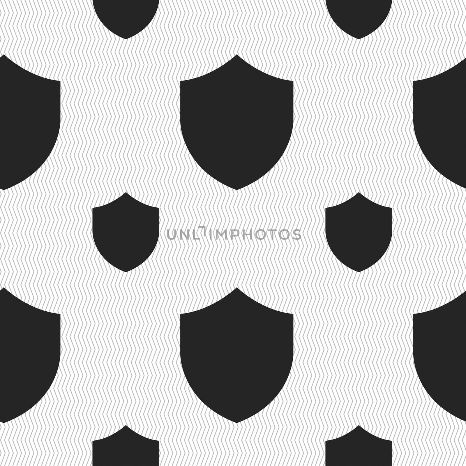 Shield, Protection icon sign. Seamless pattern with geometric texture. illustration