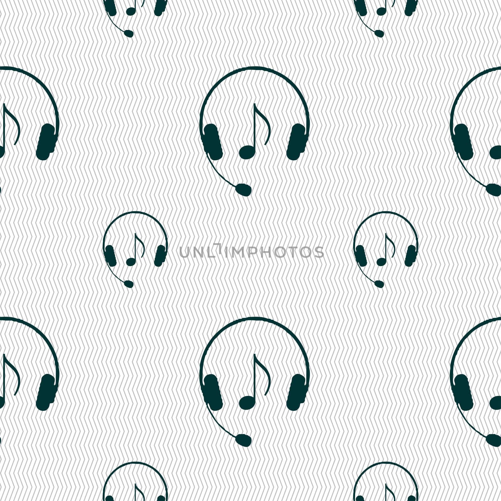 headsets icon sign. Seamless pattern with geometric texture. illustration