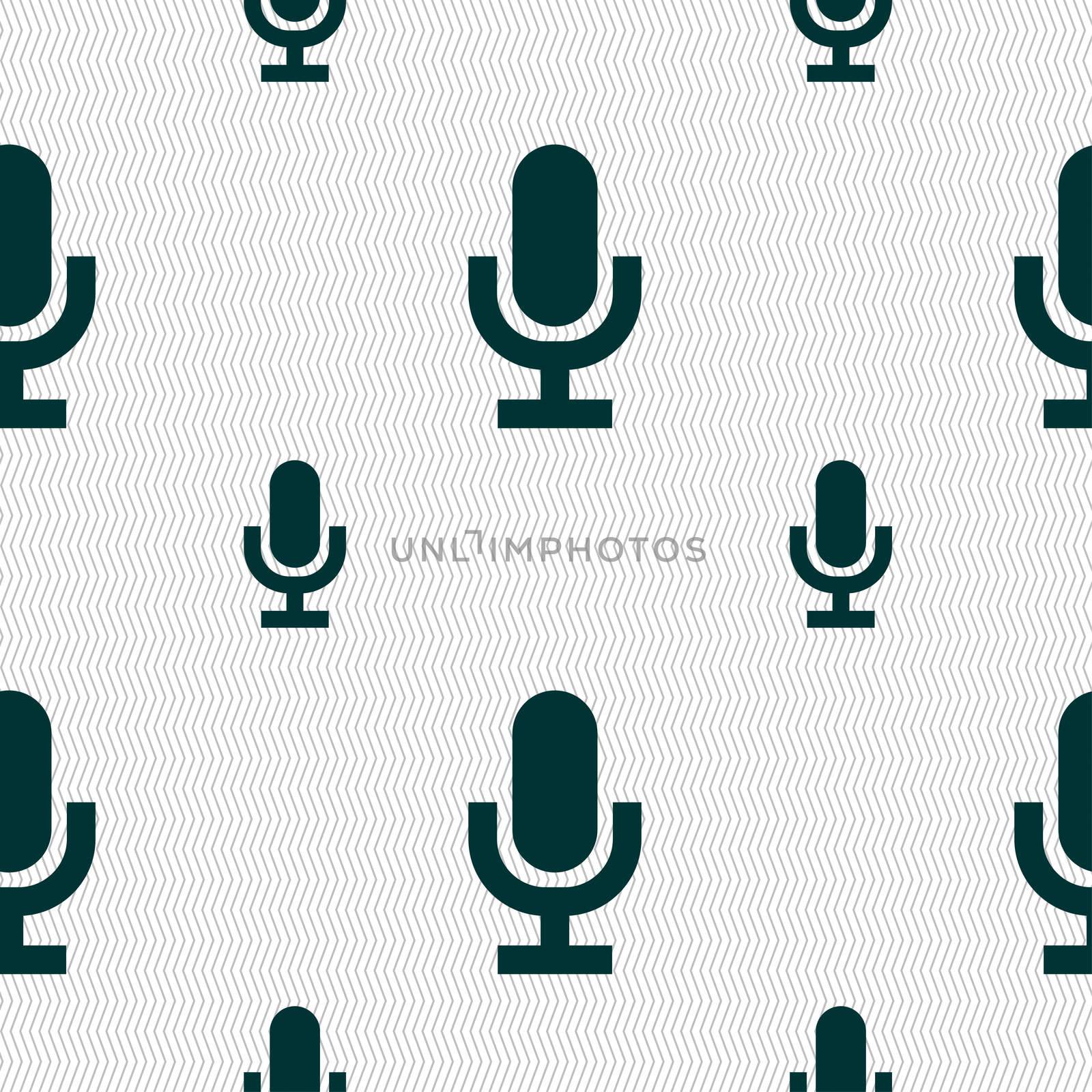 microphone icon sign. Seamless pattern with geometric texture. illustration