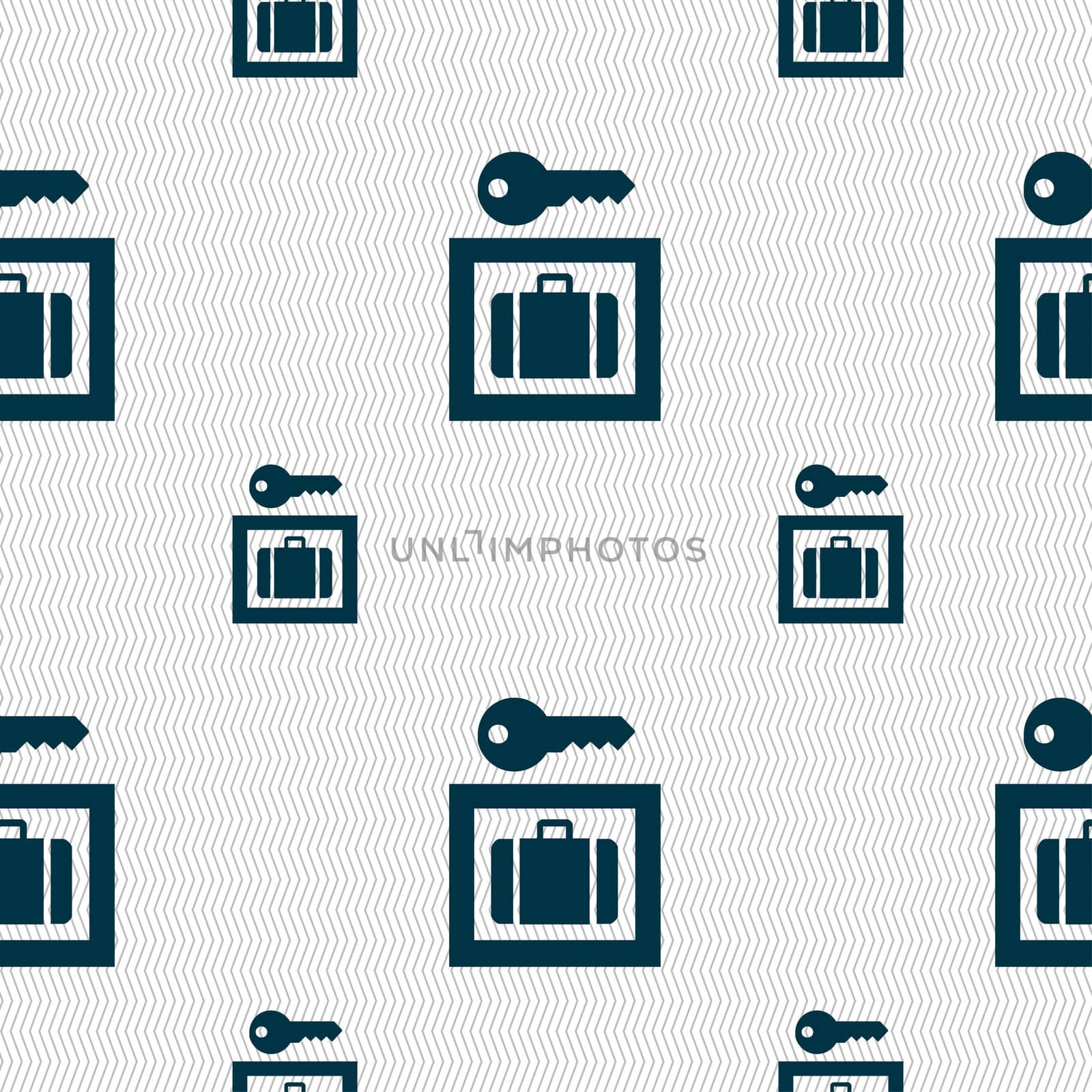 Luggage Storage icon sign. Seamless pattern with geometric texture. illustration