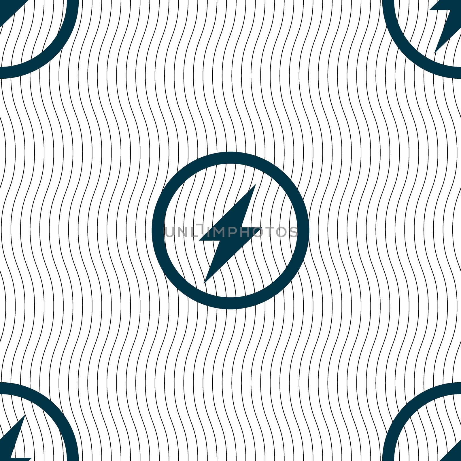 Photo flash sign icon. Lightning symbol. Seamless pattern with geometric texture. illustration