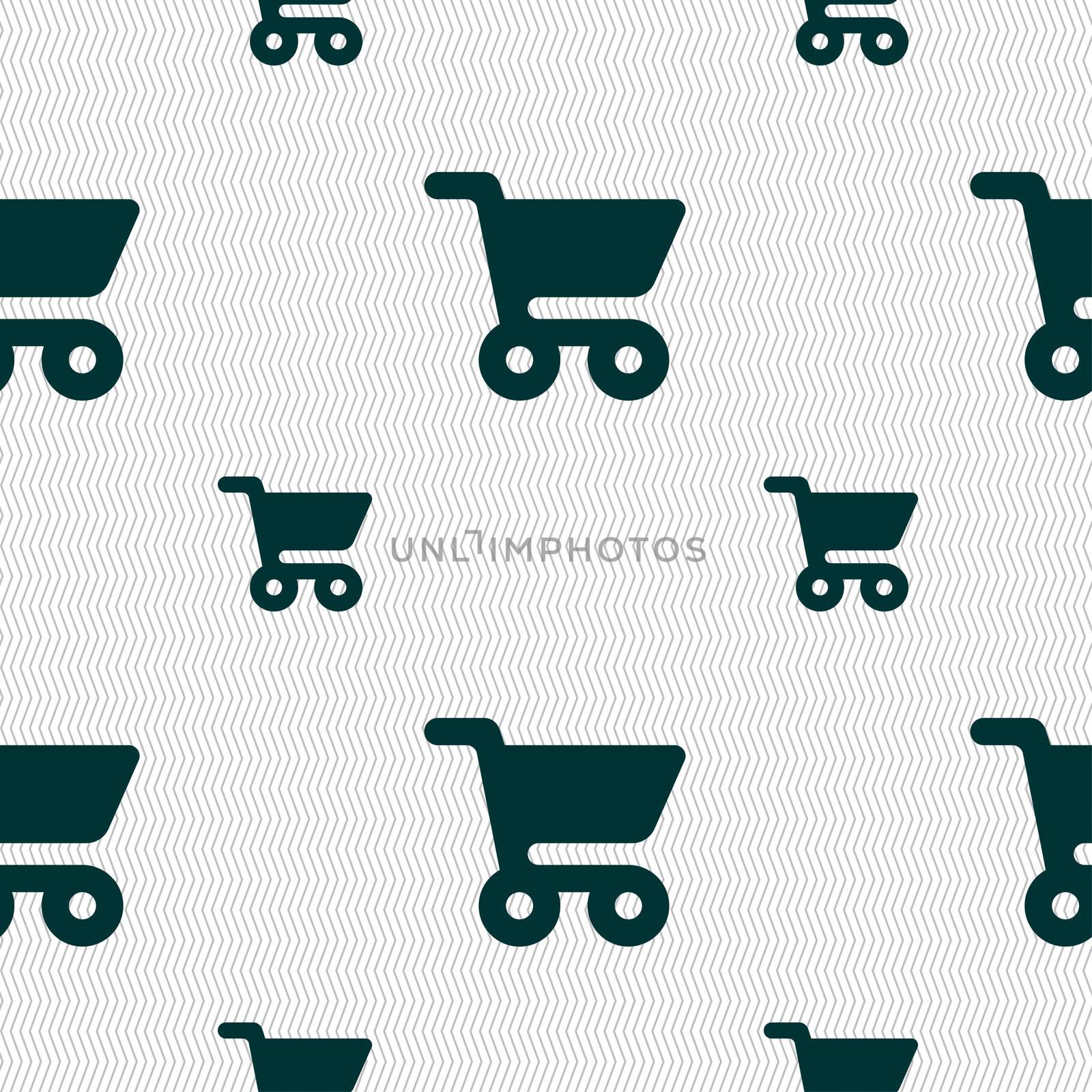 shopping basket icon sign. Seamless pattern with geometric texture. illustration