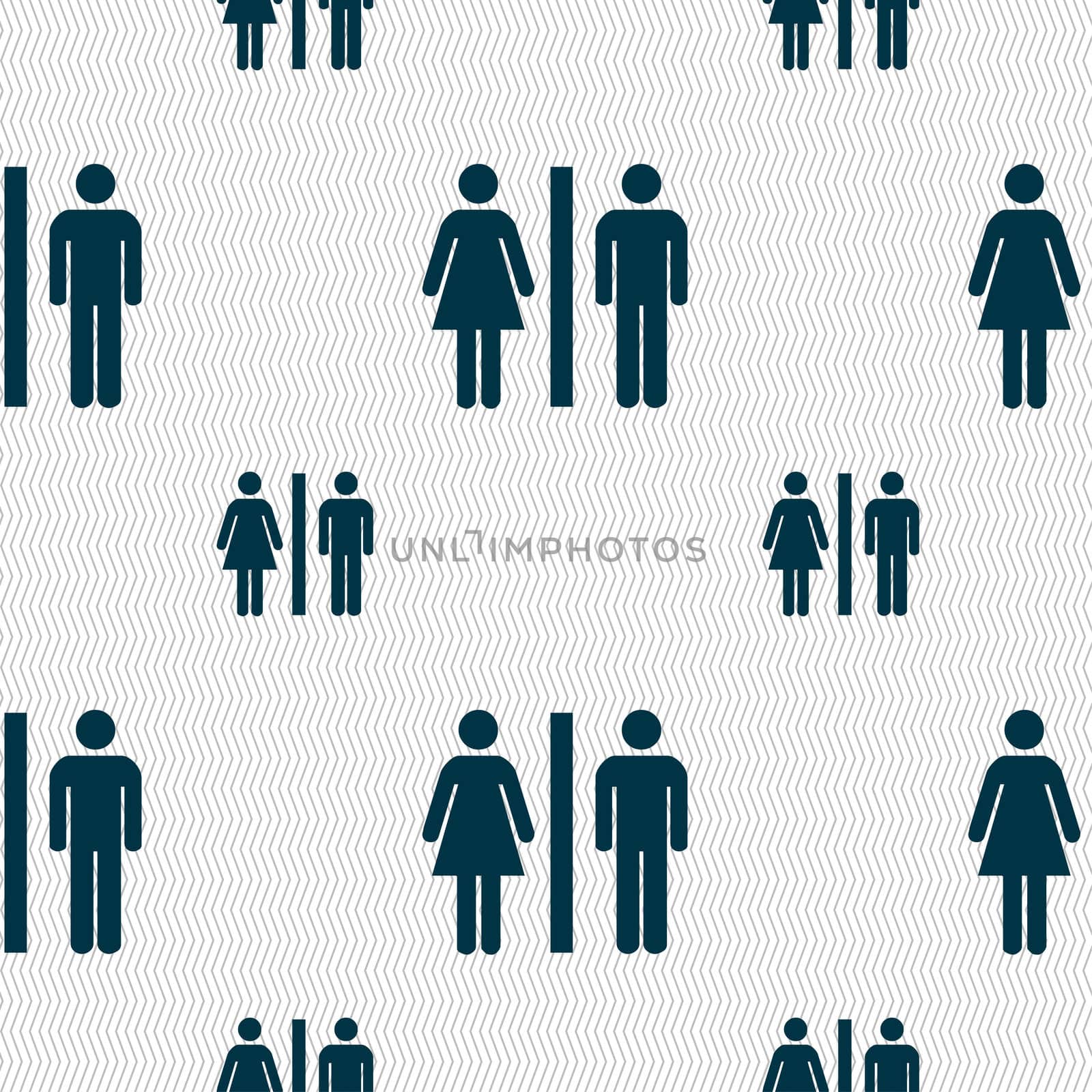 silhouette of a man and a woman icon sign. Seamless pattern with geometric texture.  by serhii_lohvyniuk