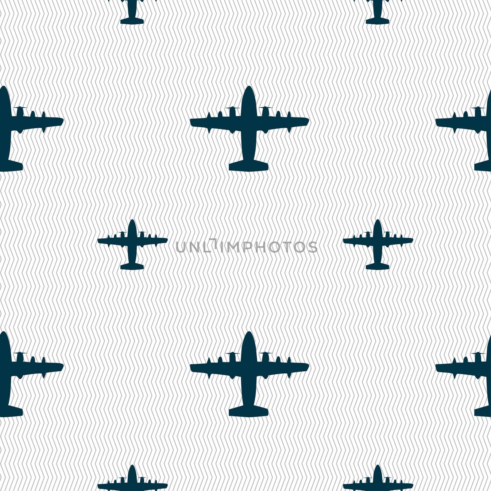 aircraft icon sign. Seamless pattern with geometric texture. illustration