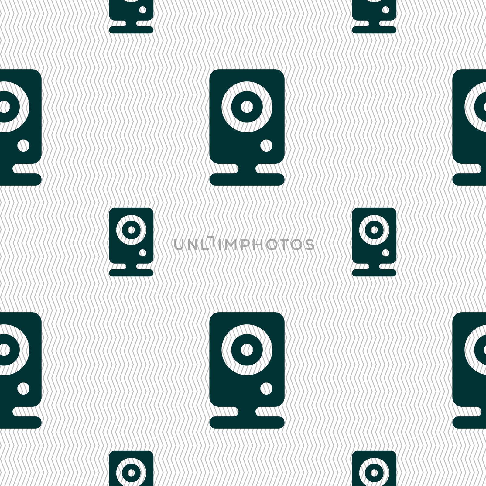 Web cam icon sign. Seamless pattern with geometric texture. illustration