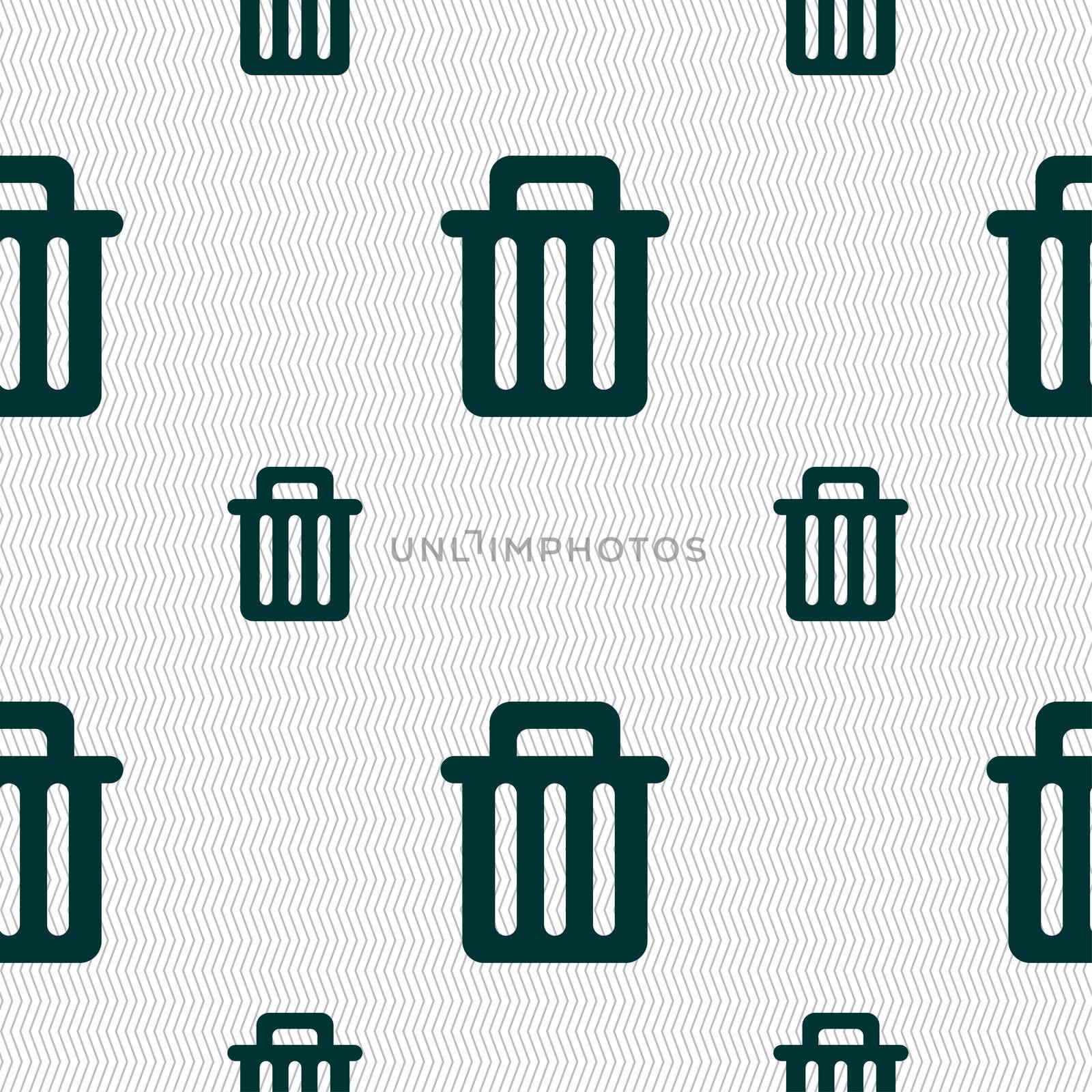 Recycle bin icon sign. Seamless pattern with geometric texture. illustration