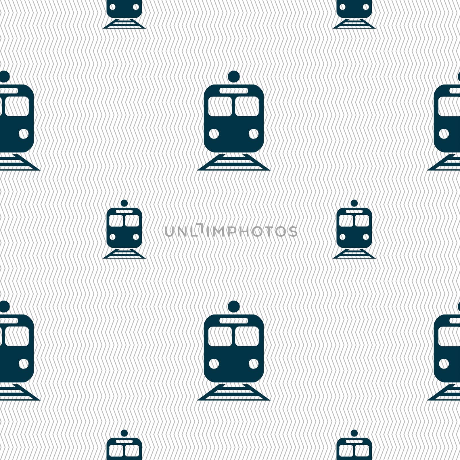 train icon sign. Seamless pattern with geometric texture.  by serhii_lohvyniuk
