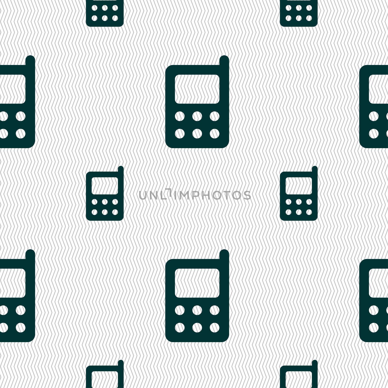 mobile phone icon sign. Seamless pattern with geometric texture. illustration