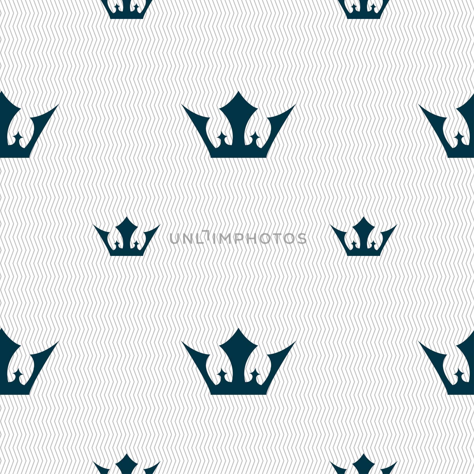 Crown icon sign. Seamless pattern with geometric texture.  by serhii_lohvyniuk