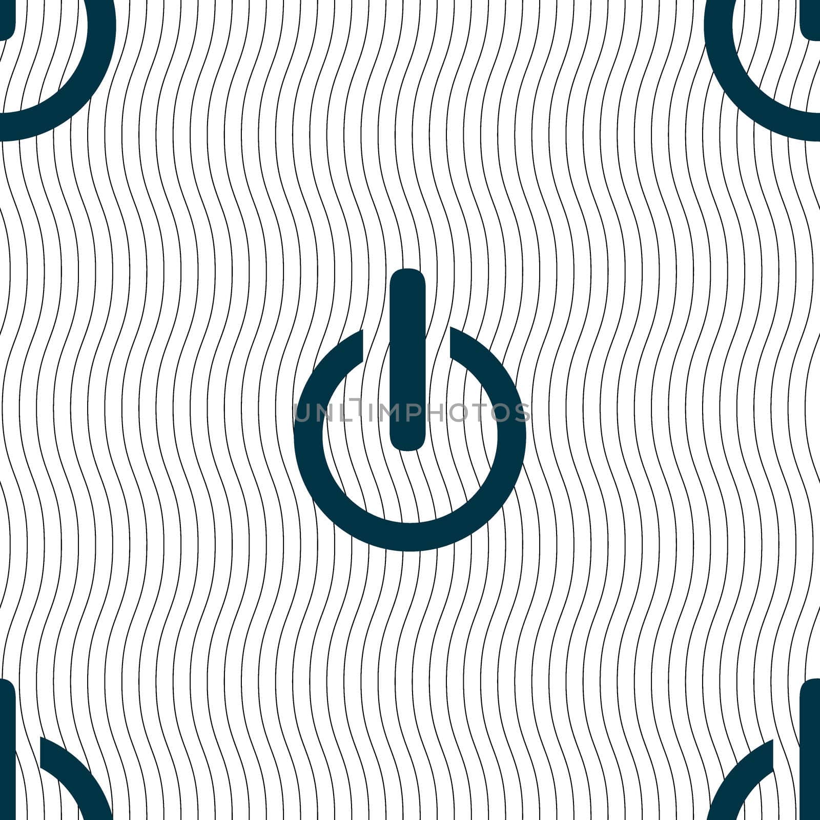 Power sign icon. Switch on symbol. Seamless pattern with geometric texture. illustration