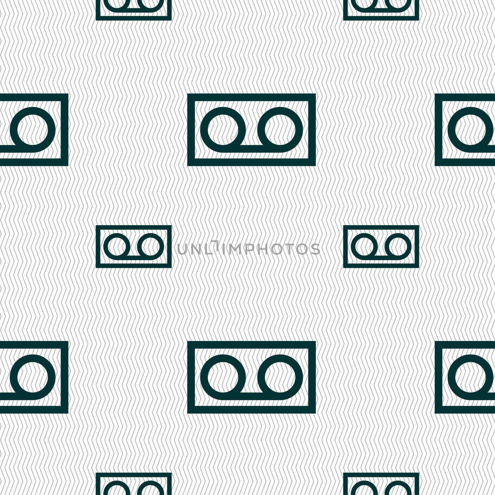 audio cassette icon sign. Seamless pattern with geometric texture. illustration